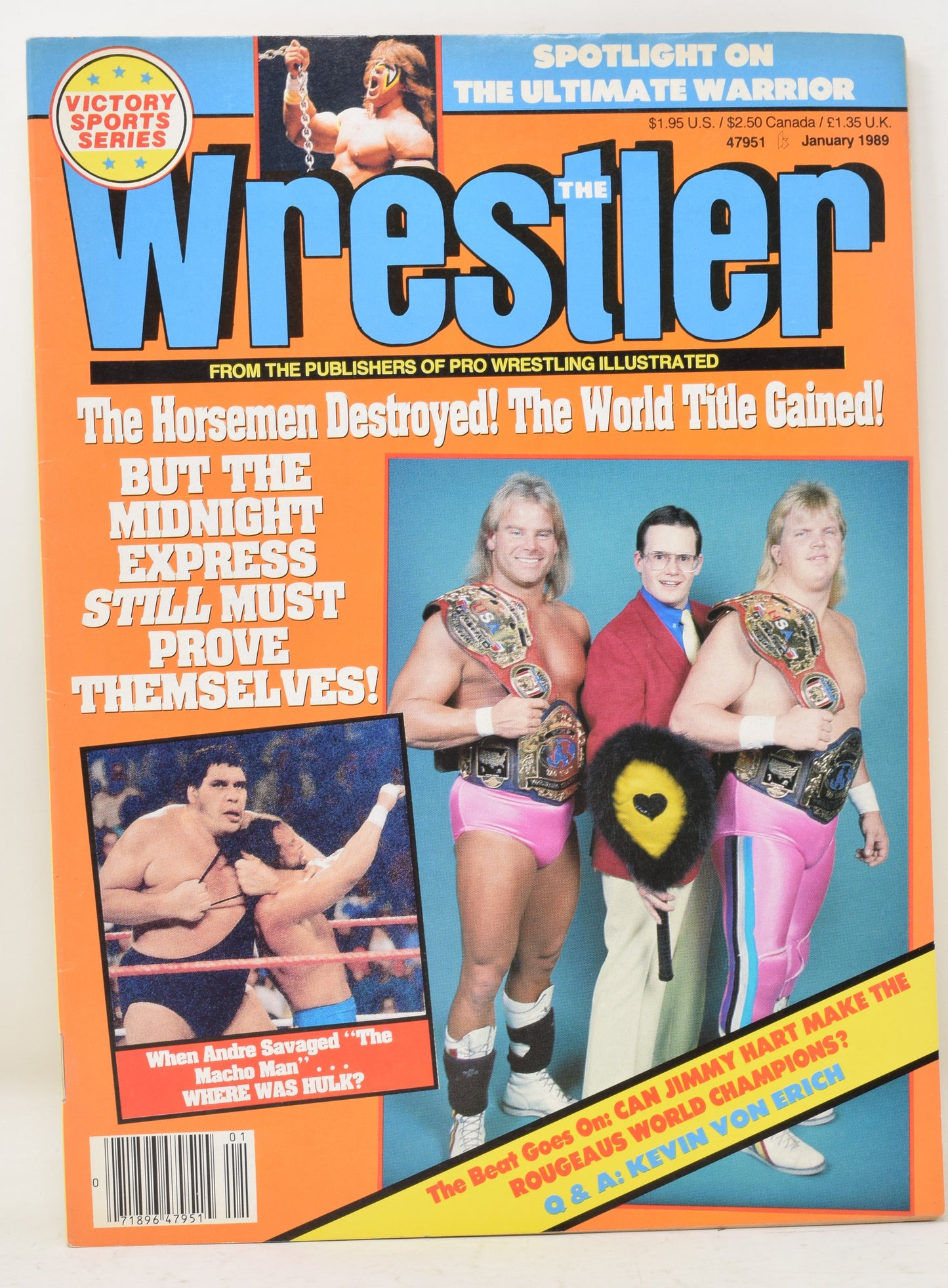 Wrestler Magazine January 1989 VF Ultimate Warrior Andre The Giant WWE WWF