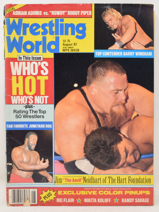 Wrestling World Magazine August 1987 GD Junkyard Dog Roddy Piper WWE WWF