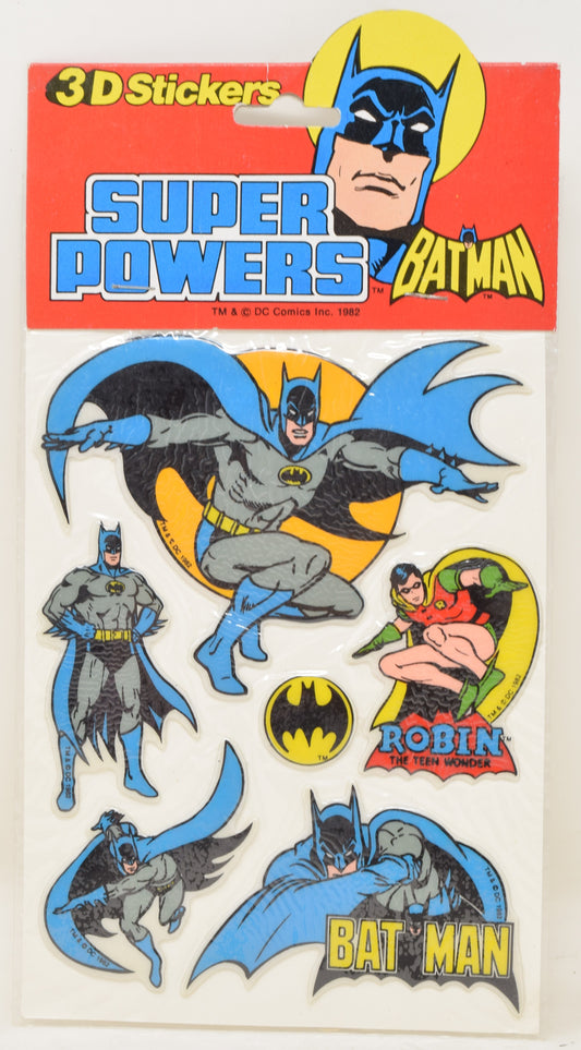 DC Super Powers Batman 3D Stickers Puffy 1982 Robin Bat Symbol New