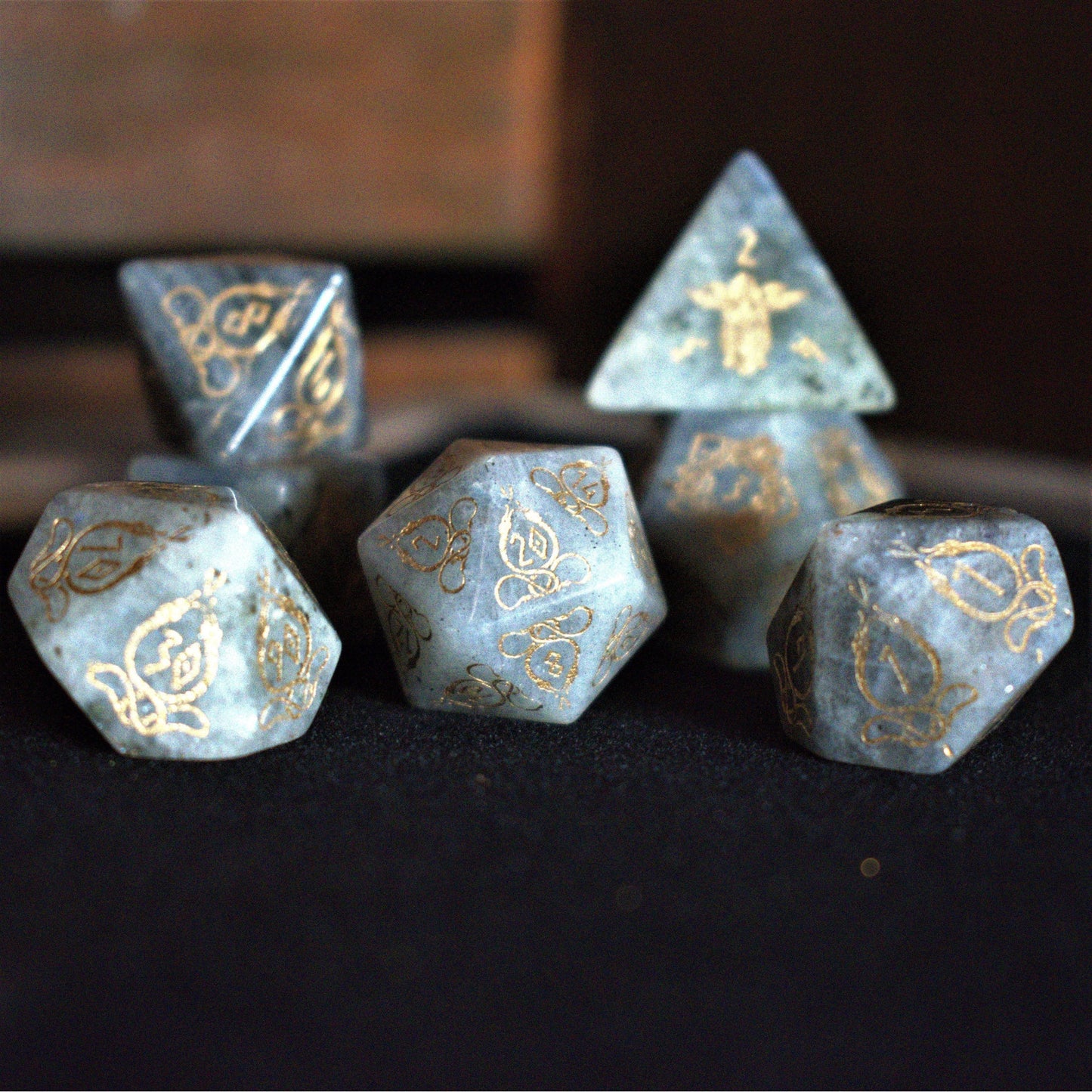 Serpent of Midgard Labradorite "Moonstone" Dice Set