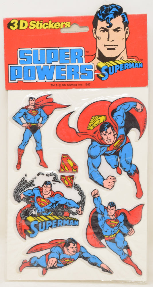 DC Super Powers Superman 3D Stickers Puffy 1982 New