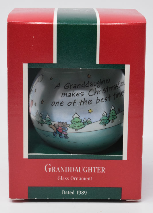 Hallmark Keepsake Granddaughter Glass Christmas Ornament 1989 NIB