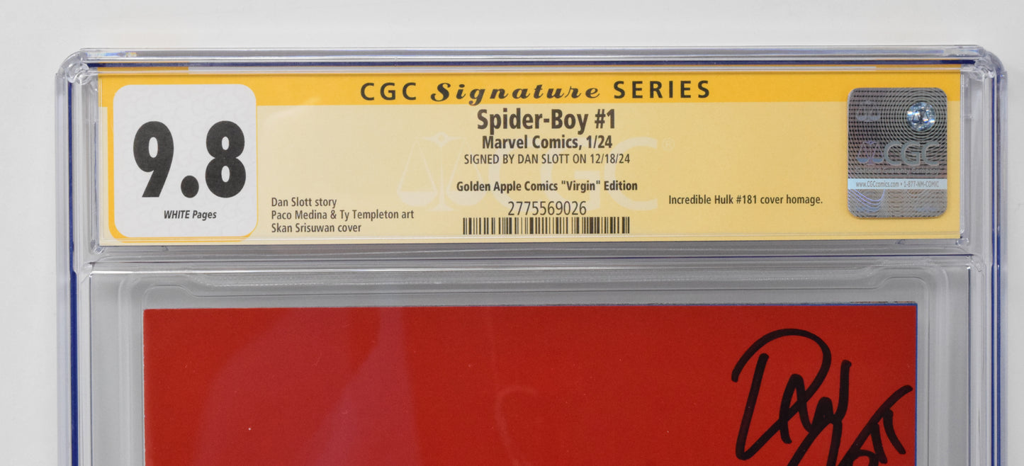 Spider-Boy #1 Marvel 2023 Skan Hulk 181 Virgin CGC SS 9.8 SIGNED Dan Slott - Golden Apple Comics