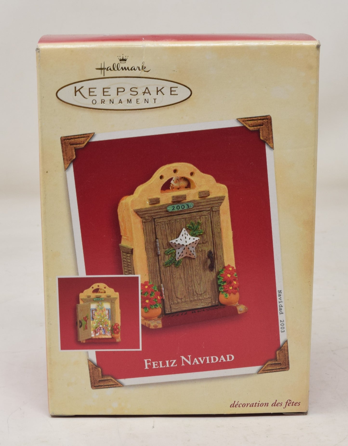 Hallmark Keepsake Ornament Feliz Navidad Door Adobe House Christmas Tree 2003 NIB