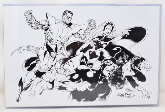 X-Men Print 11 x 17 Signed Bob McLeod Wolverine Storm Cyclops Colossus