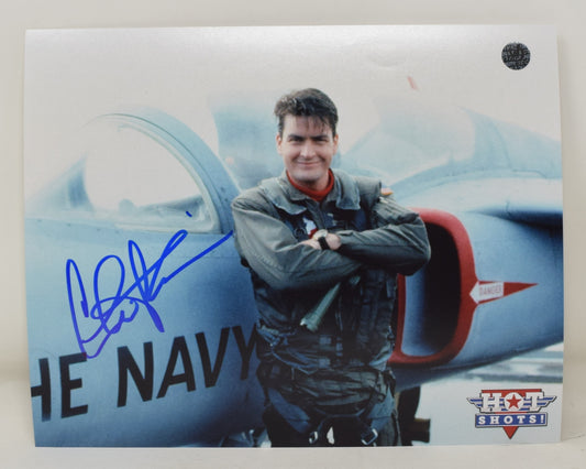 Charlie Sheen Hot Shots Fighter Plane Signed Autograph 8 x 10 Photo COA
