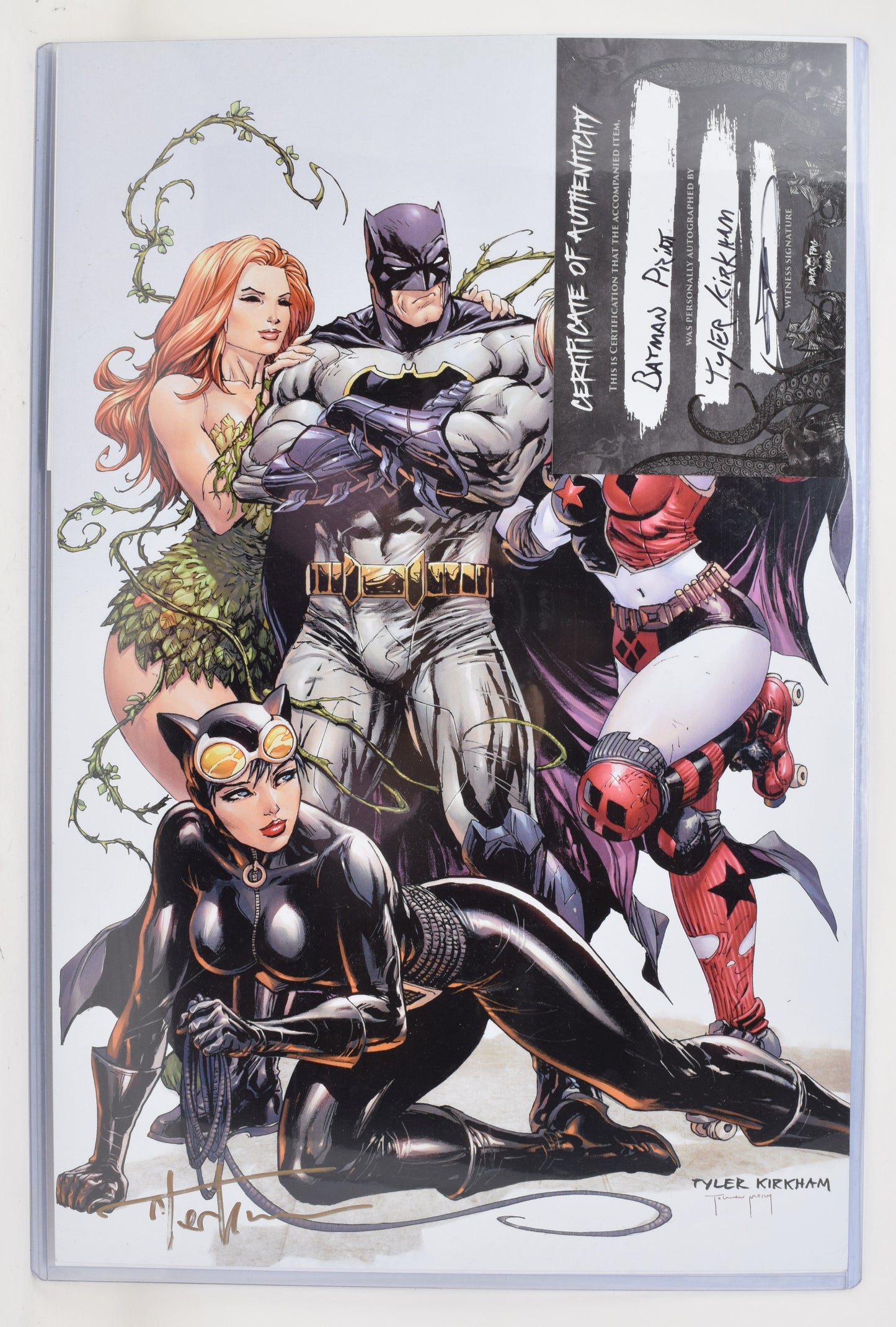 Batman Catwoman Harley Quinn Poison Ivy Print 11 x 17 Signed Tyler Kirkham GGA