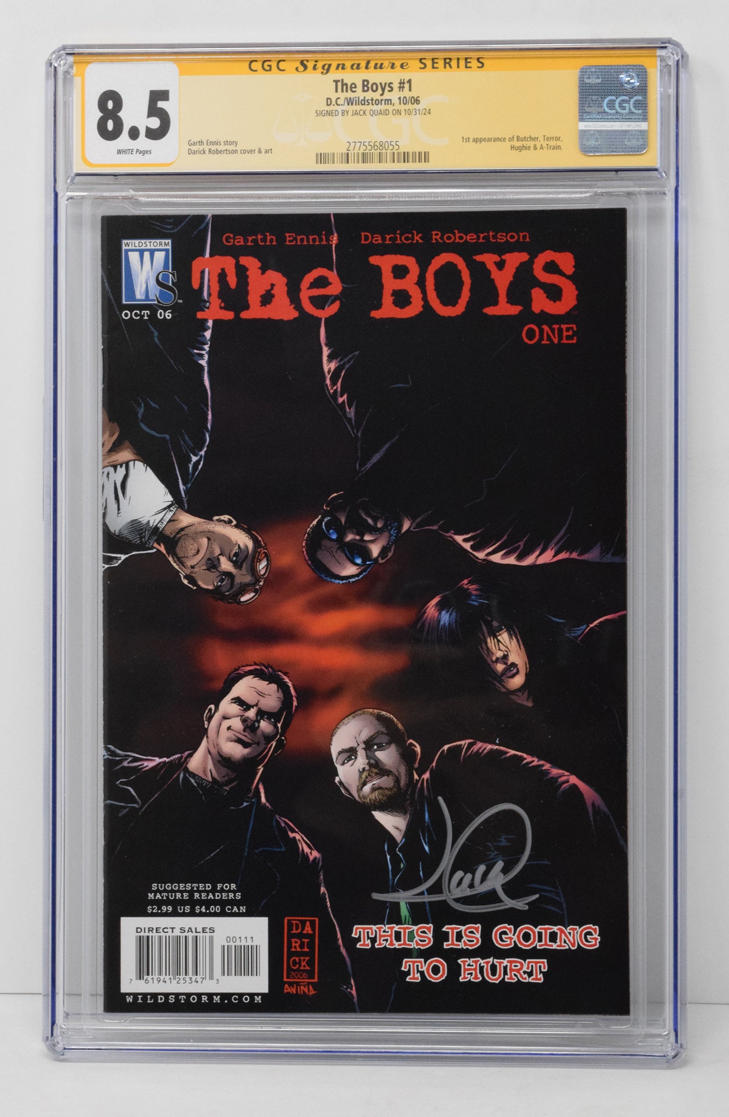 The Boys 1 Wildstorm DC 2006 CGC SS 8.5 SIGNED Jack Quaid Hughie