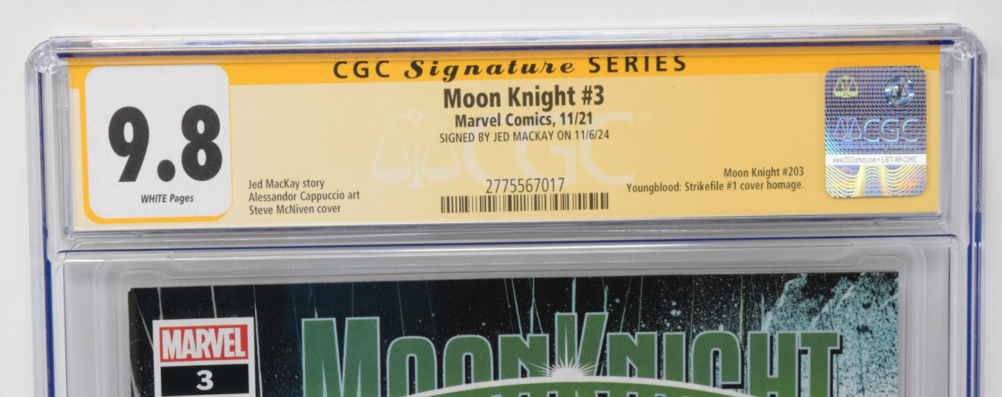Moon Knight #3 A Marvel 2021 Steve McNiven CGC SS 9.8 SIGNED Jed MacKay
