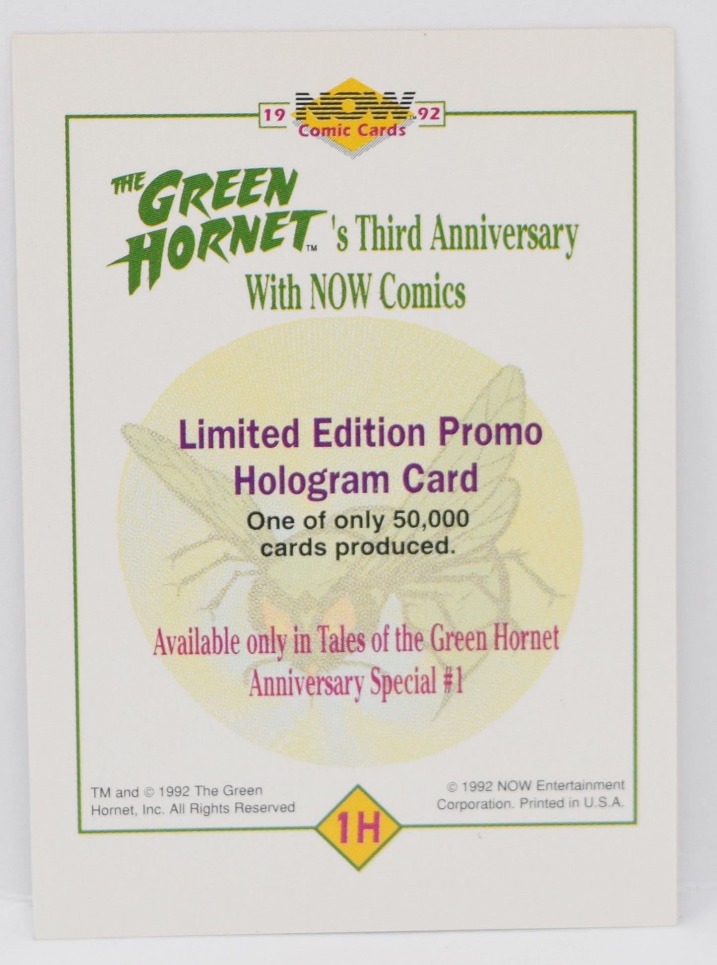 Green Hornet Trading Card 1 H Now 1992 Limited Edition Hologram