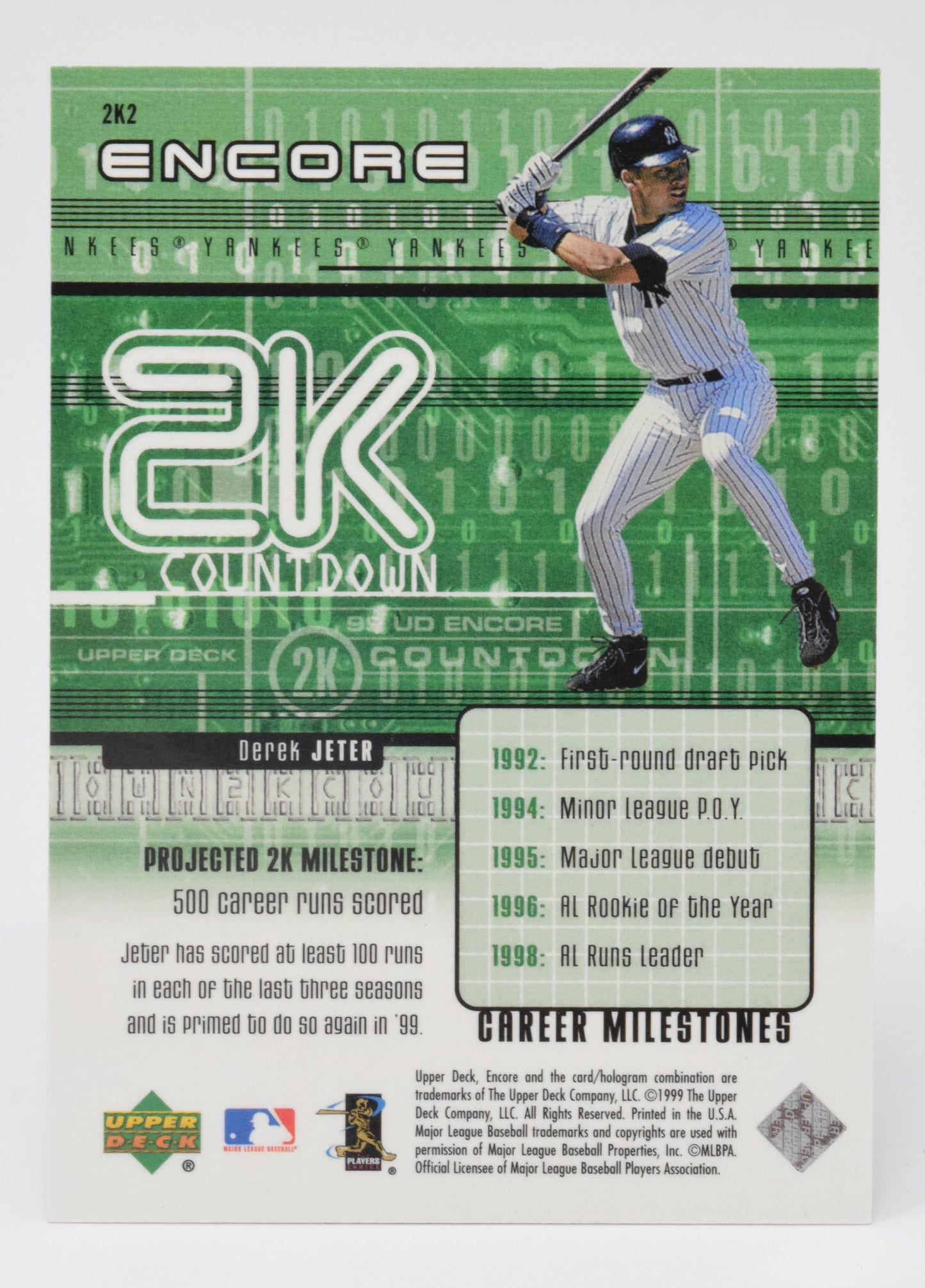 Derek Jeter Baseball Card Upper Deck Encore 2K Countdown NY Yankees 2K2