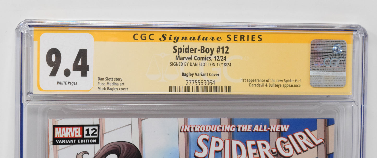 Spider-Boy #12 E Mark Bagley (10/23/2024) Marvel CGC SS 9.4 SIGNED Dan Slott