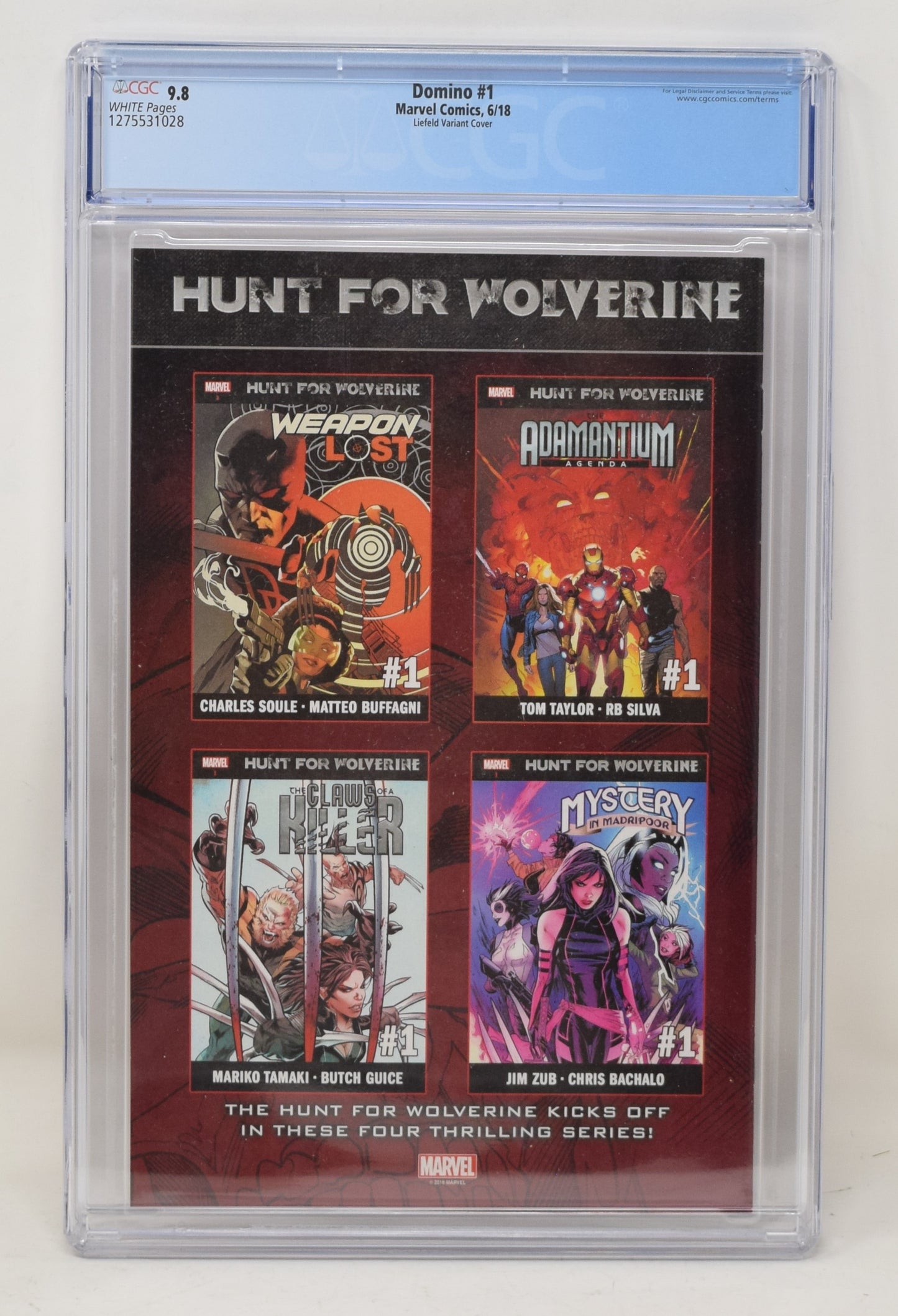 Domino 1 Marvel 2018 CGC 9.8 1:25 Rob Liefeld GGA Variant