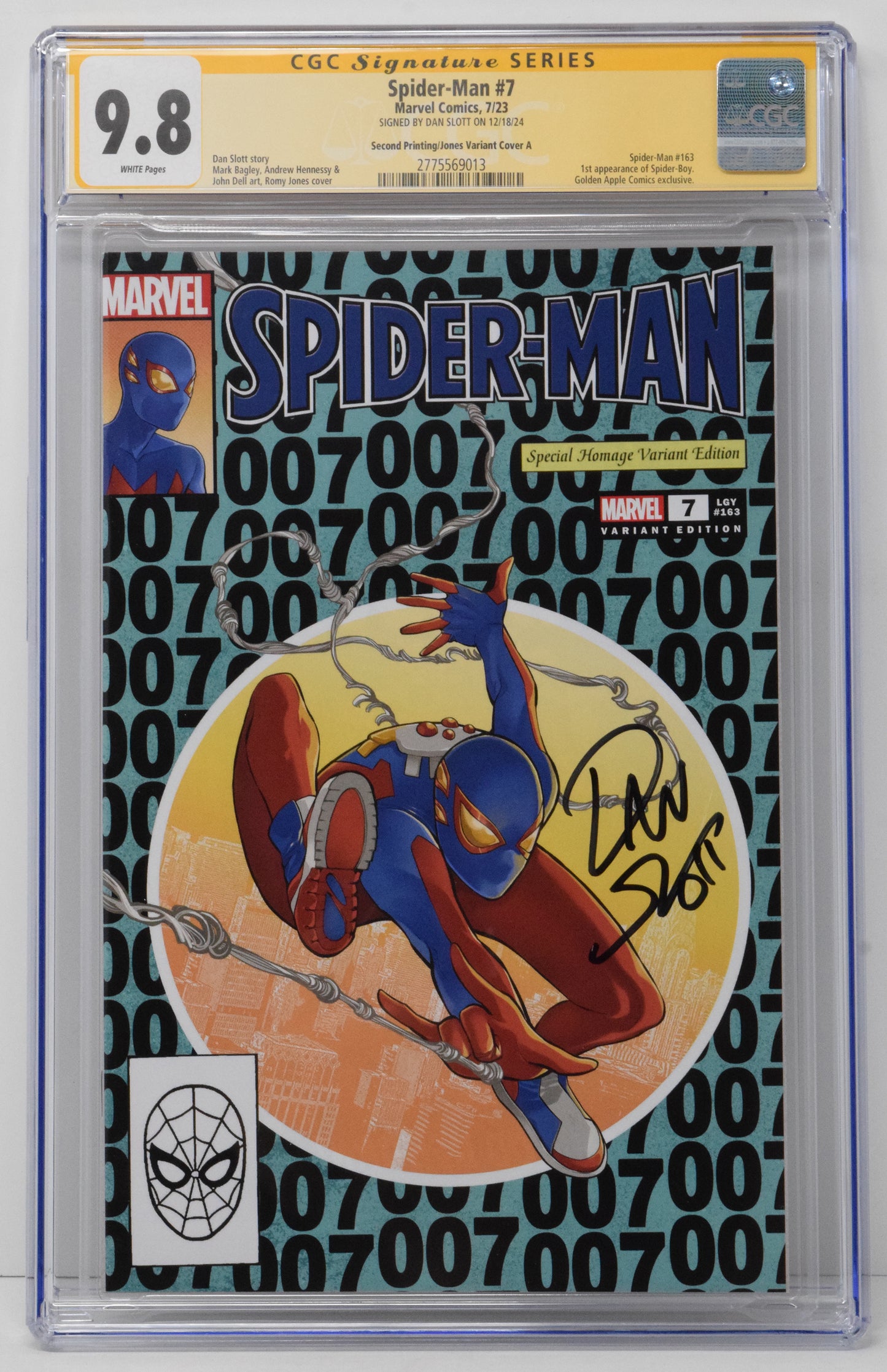 Spider-Man #7 Marvel 2023 Romy Jones Trade Spider-Boy CGC SS 9.8 SIGNED Dan Slott