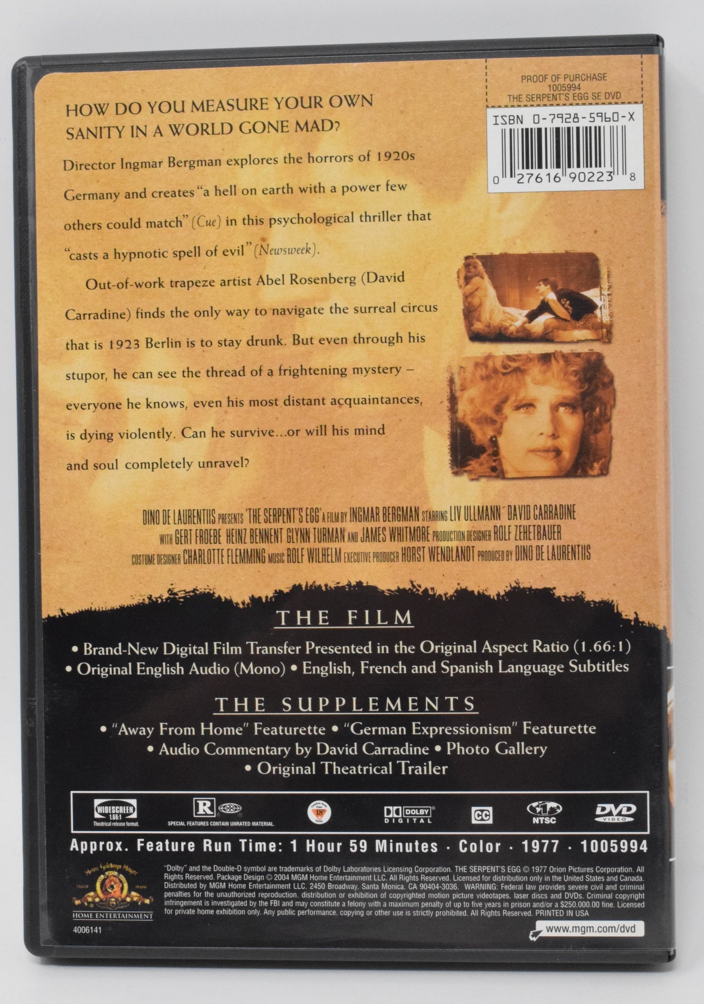 The Serpent's Egg Special Edition DVD