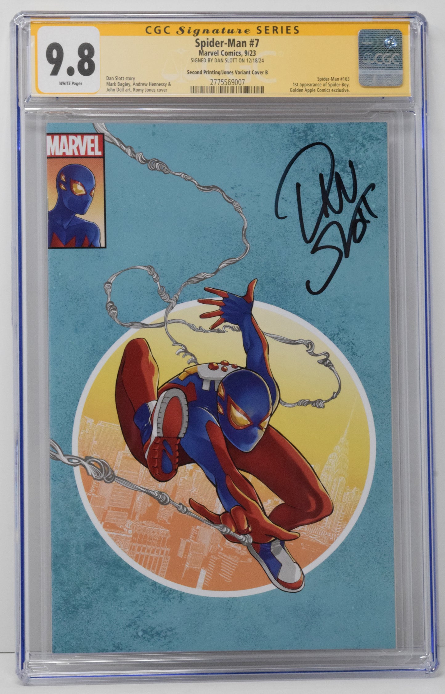 Spider-Man #7 Marvel 2023 Romy Jones Virgin Spider-Boy CGC SS 9.8 SIGNED Dan Slott