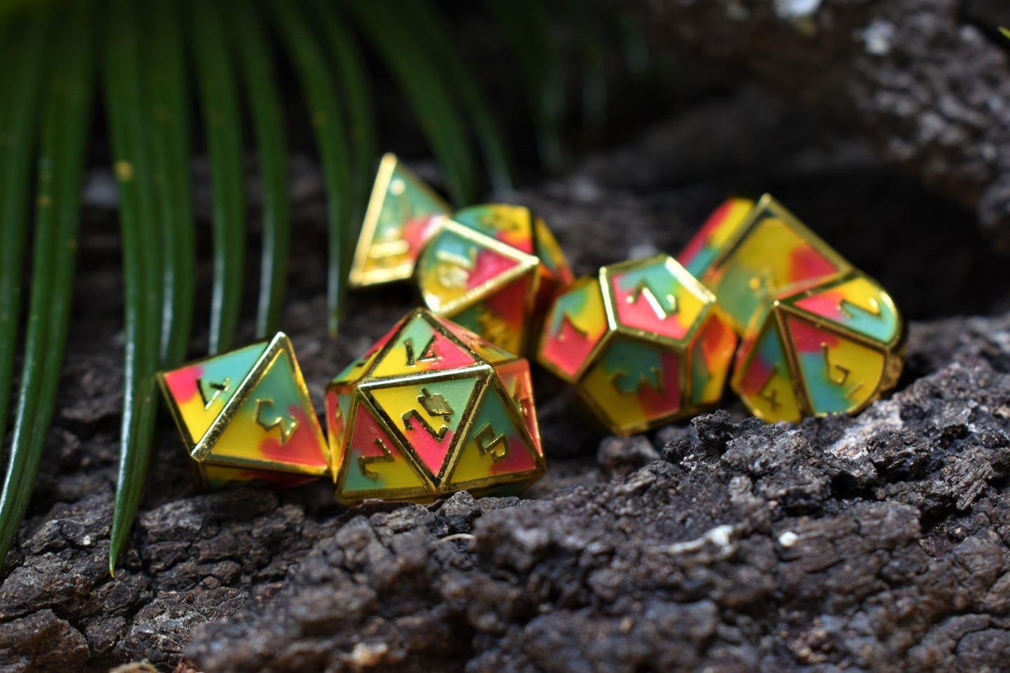 Sherbet Swirls Metal Dice Set