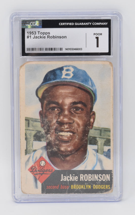 Jackie Robinson Dodgers 1953 Topps Baseball Card CGC 1