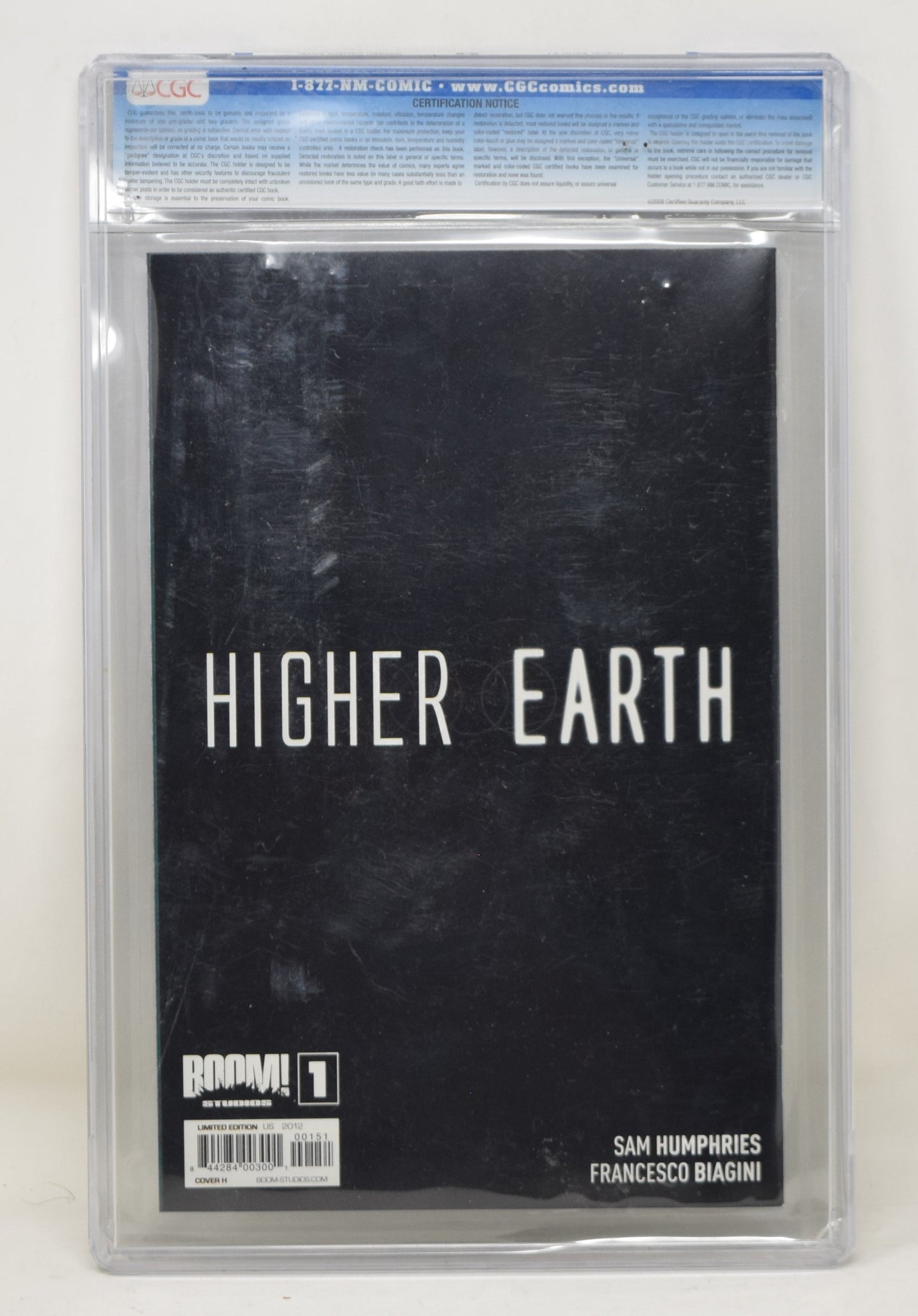 Higher Earth 1 Boom 2012 CGC 9.8 Michael Golden Virgin Variant