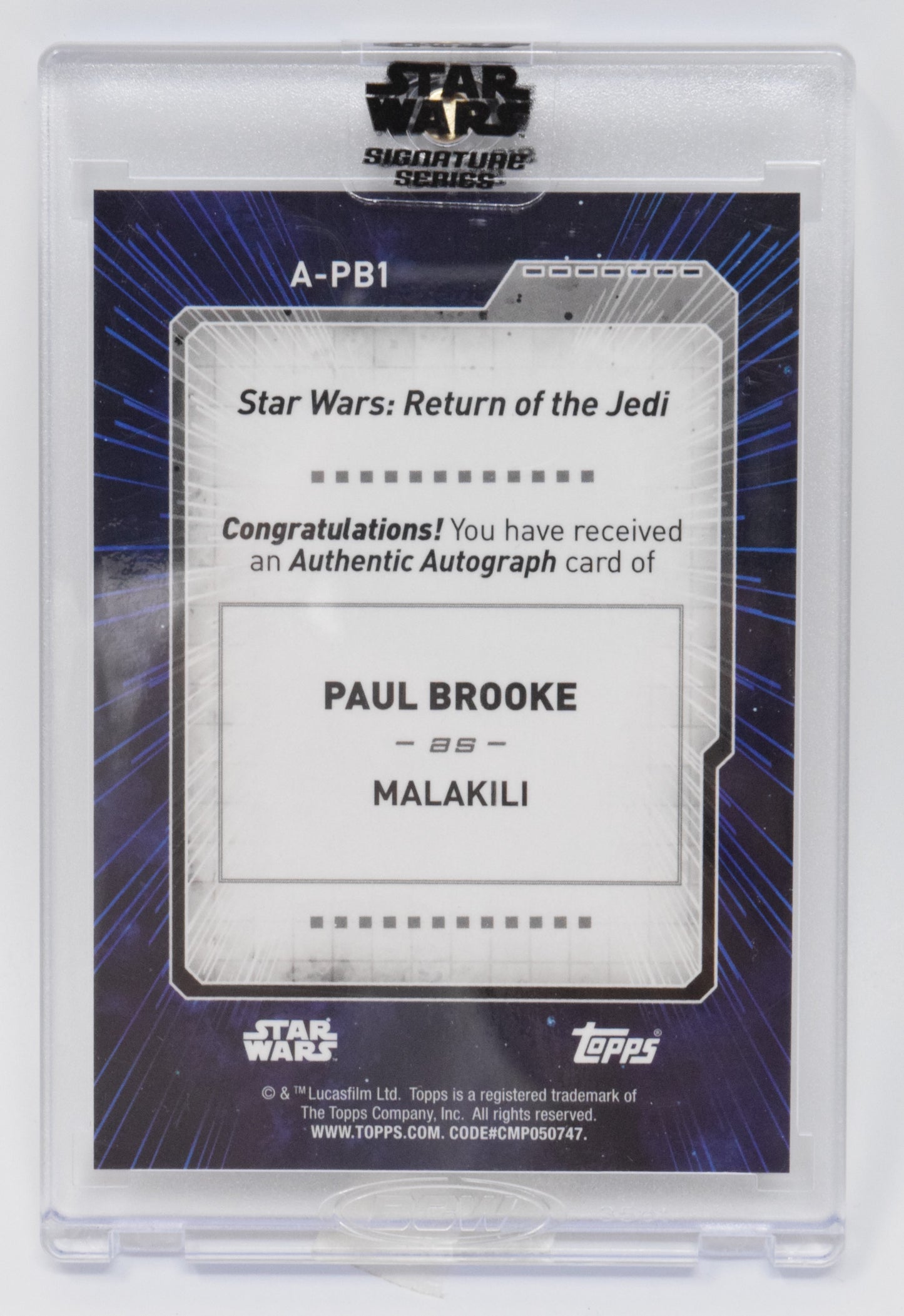 Star Wars Paul Brooke Malakili Autograph Topps Chrome 2022 A-PB1