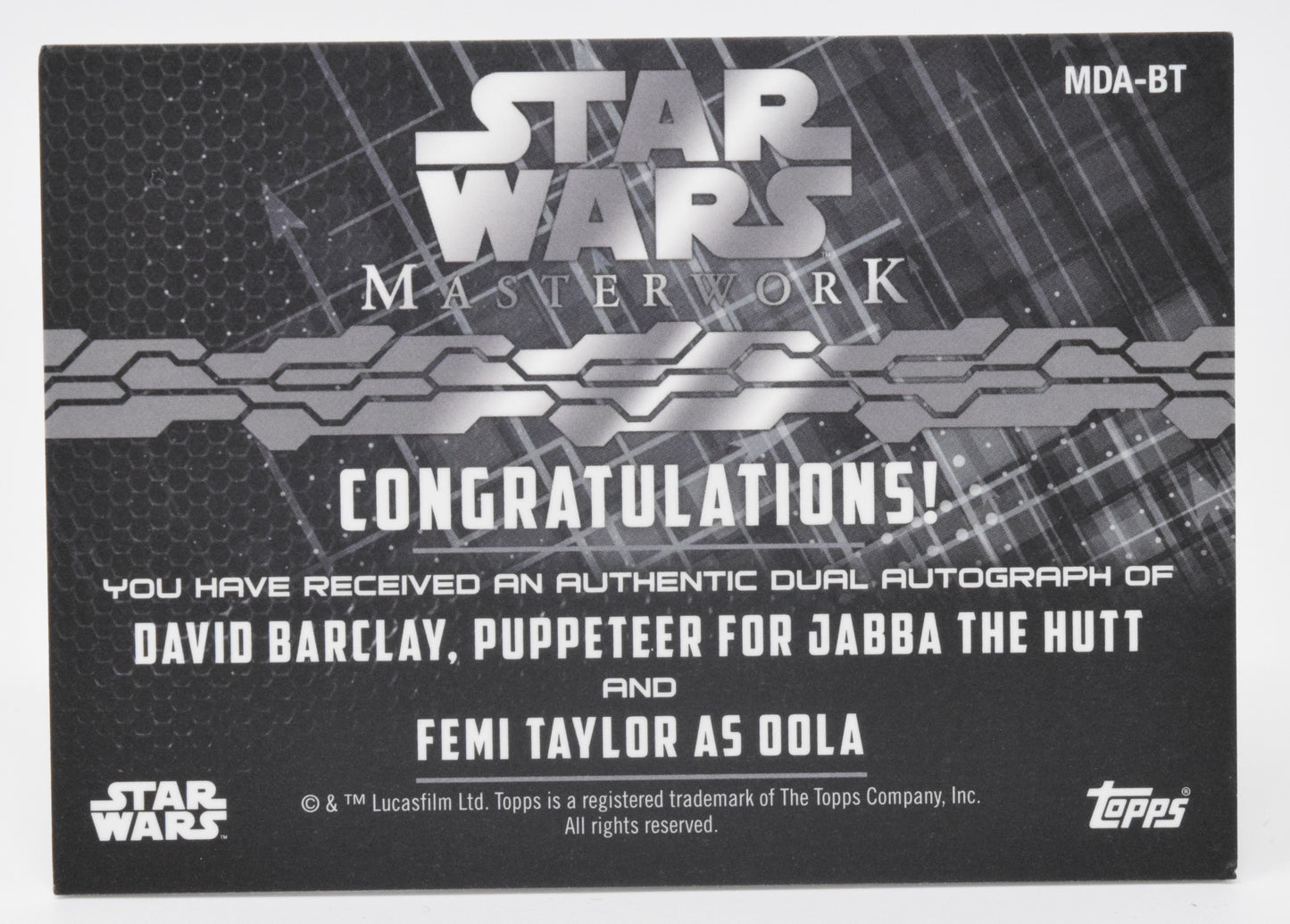 Star Wars Masterwork David Barclay Femi Taylor Autograph Topps 2017 24/25