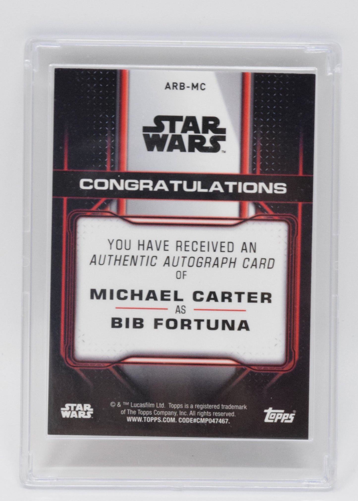 Star Wars Michael Carter Bib Fortuna Autograph Topps Chrome 2021 ARB-MC