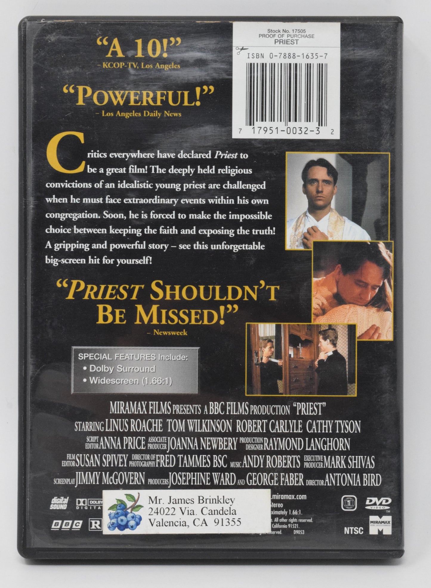 Priest DVD Widescreen 1994 Linus Roache Tom Wilkinson