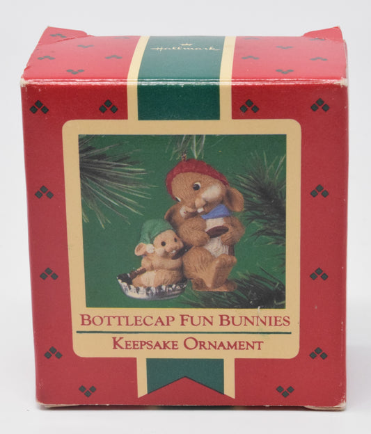 Hallmark Keepsake Bottlecap Fun Bunnies Christmas Ornament 1985