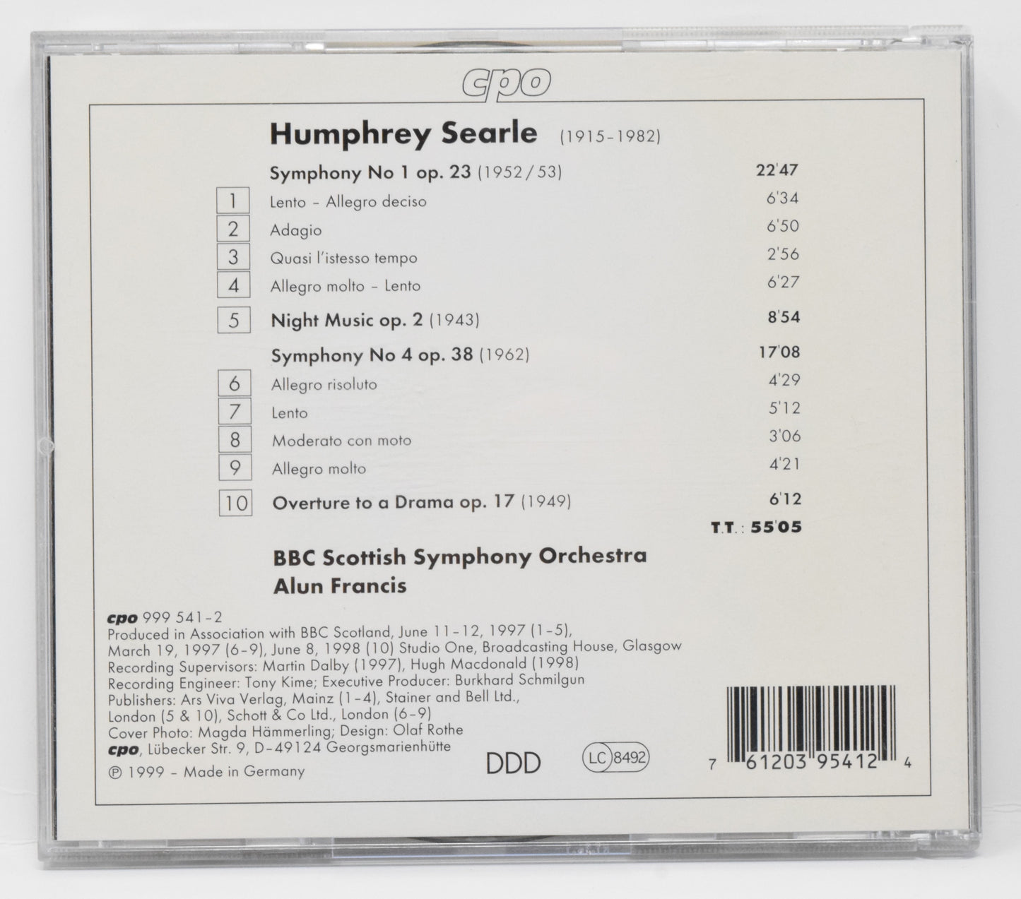 Humphrey Searle BBC Scottish Symphony Orchestra Night Music CD Alun Francis