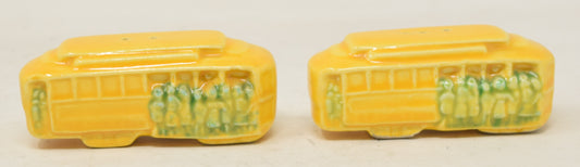 Salt Pepper Shakers San Francisco Cable Trolley Car Ceramic Vintage