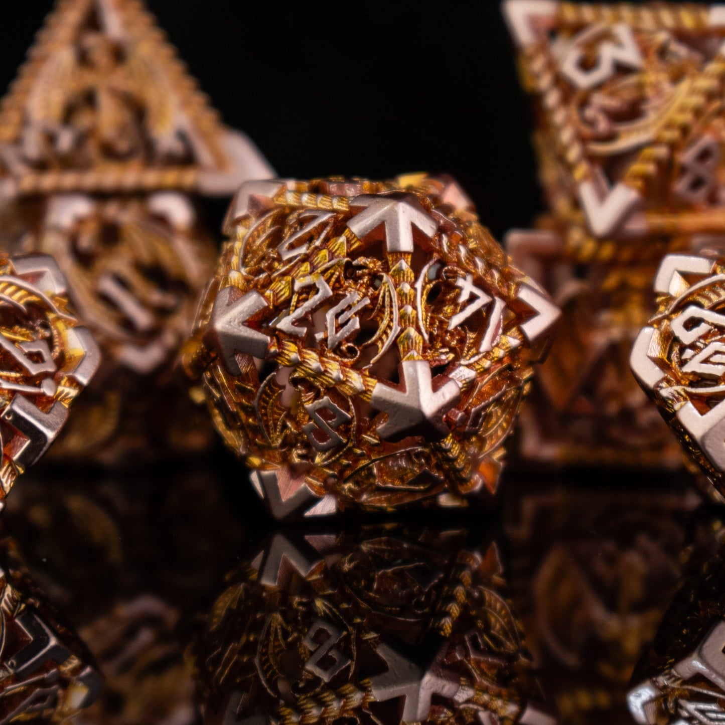 Dragonguard Hollow Metal Dice Set - Ember and Bronze