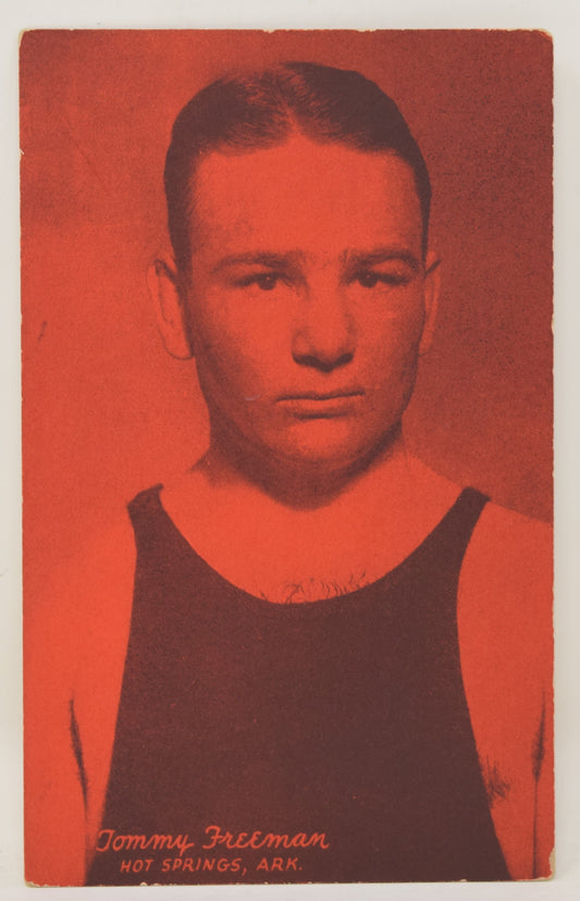 Tommy Freeman Boxing Exhibit Card Postcard Penny Arcade Red Photo 1928 5 x 3