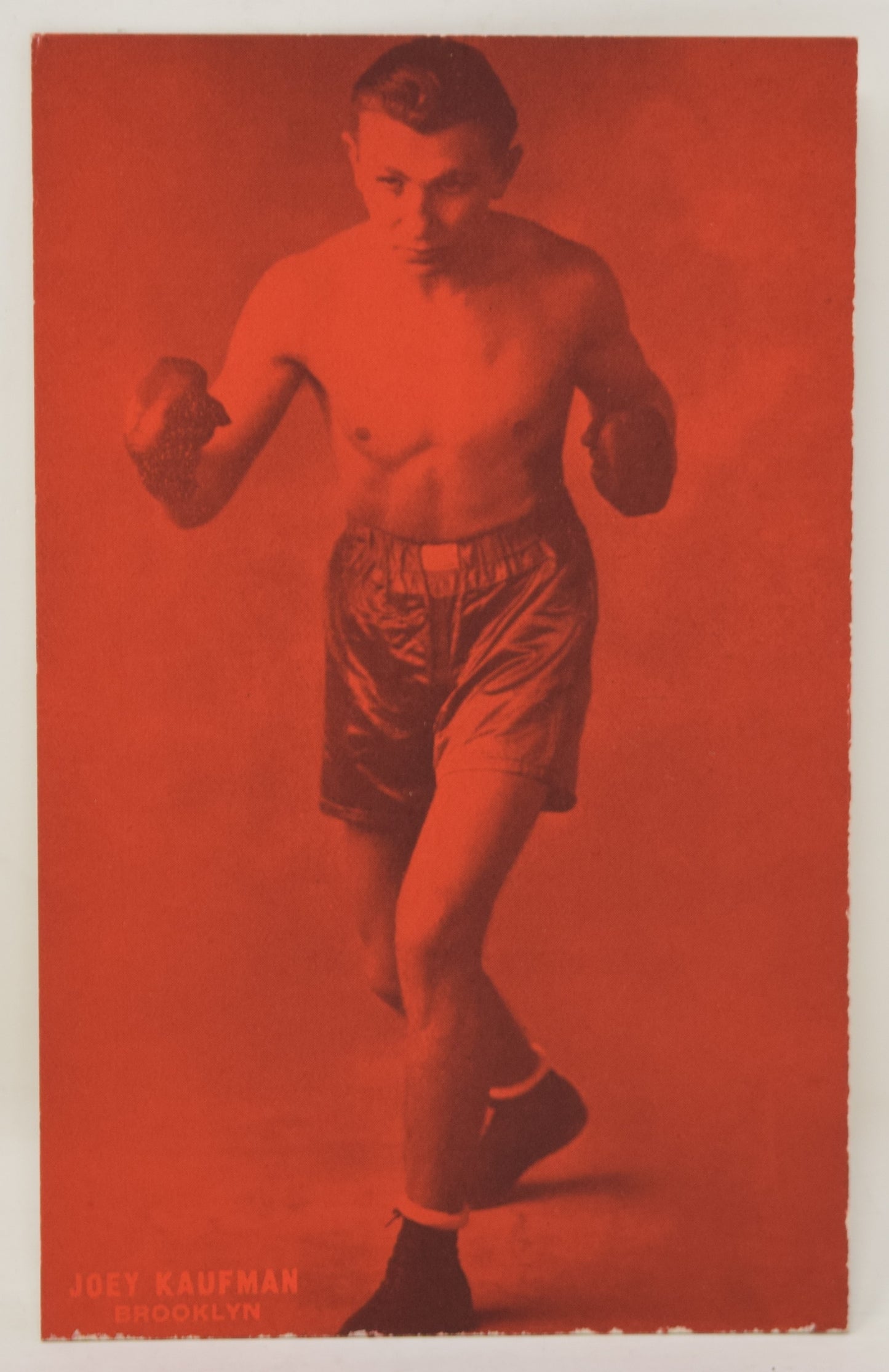 Joey Kaufman Boxing Exhibit Card Postcard Penny Arcade Red Photo 1928 5 x 3