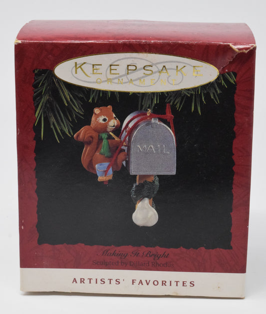 Hallmark Keepsake Squirrel Making It Bright Christmas Ornament 1994