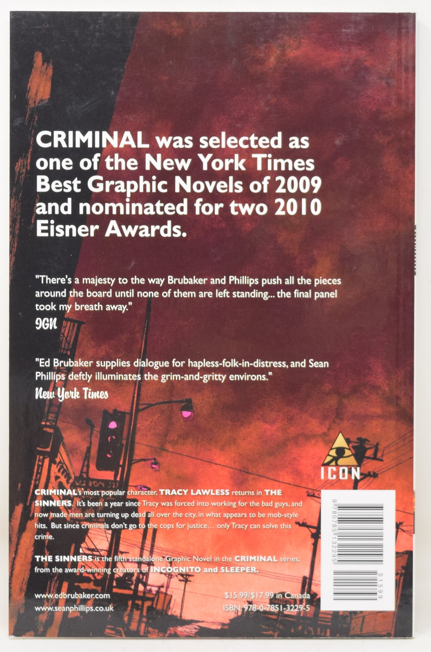 Criminal Vol 5 The Sinner Icon 2010 GN NM New