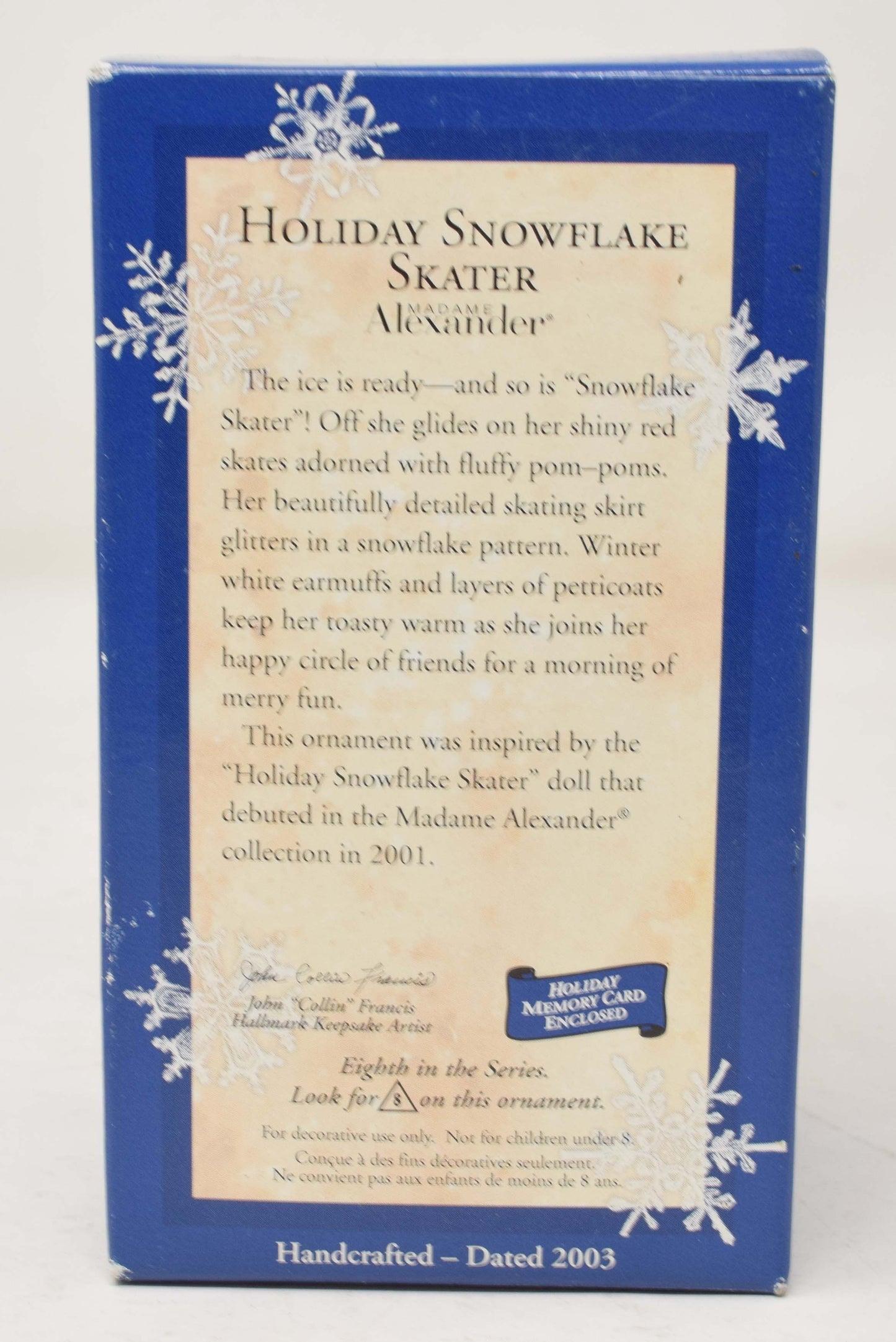 Hallmark Keepsake Ornament Madame Alexnader Holiday Snowflake Skater Christmas 2003 NIB