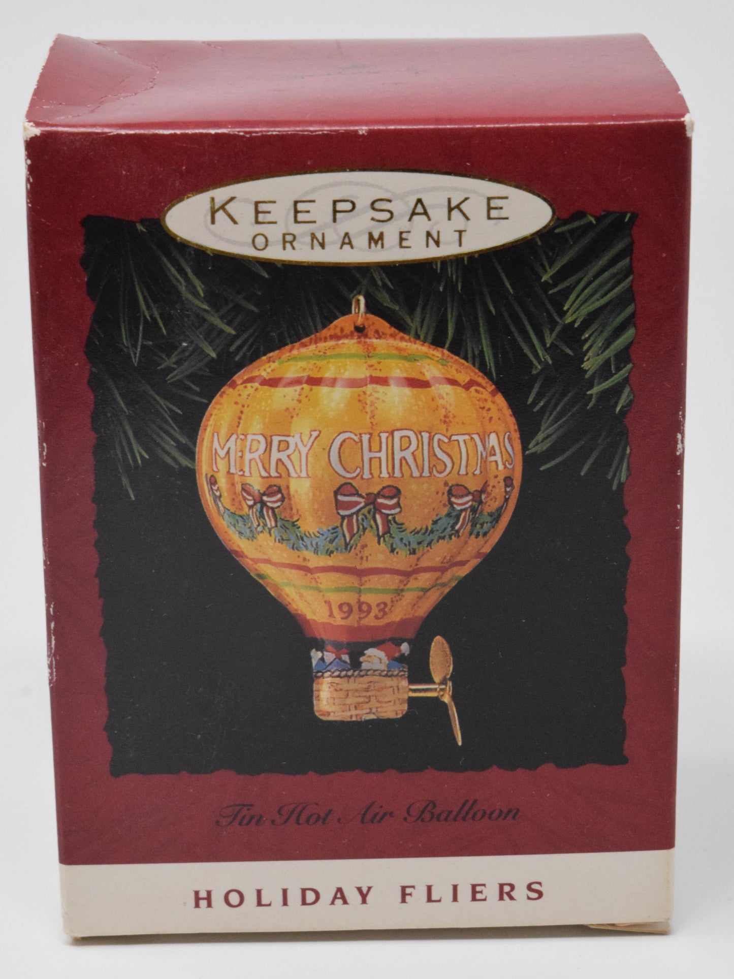 Hallmark Keepsake Tin Hot Air Balloon Christmas Ornament 1993 NIB