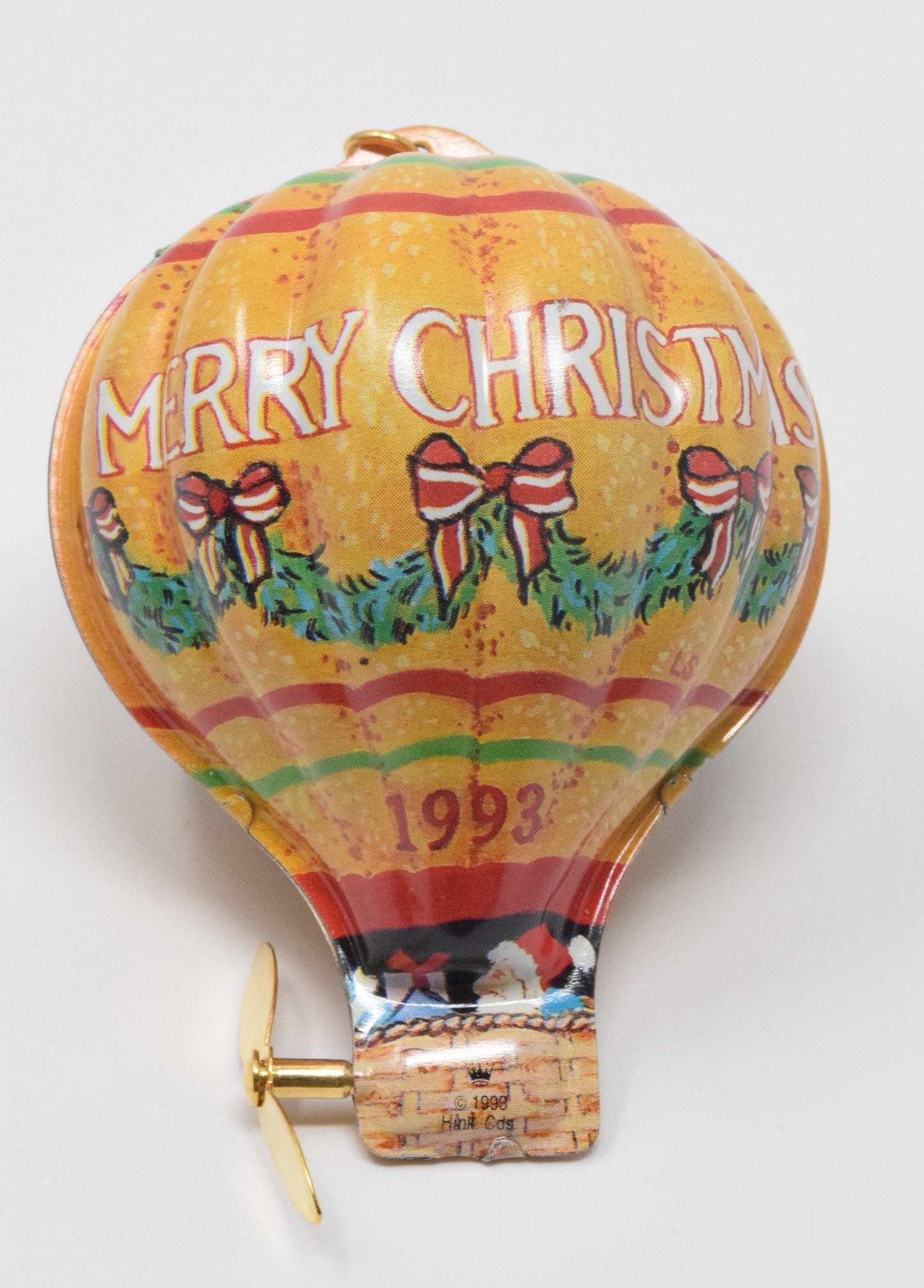 Hallmark Keepsake Tin Hot Air Balloon Christmas Ornament 1993 NIB