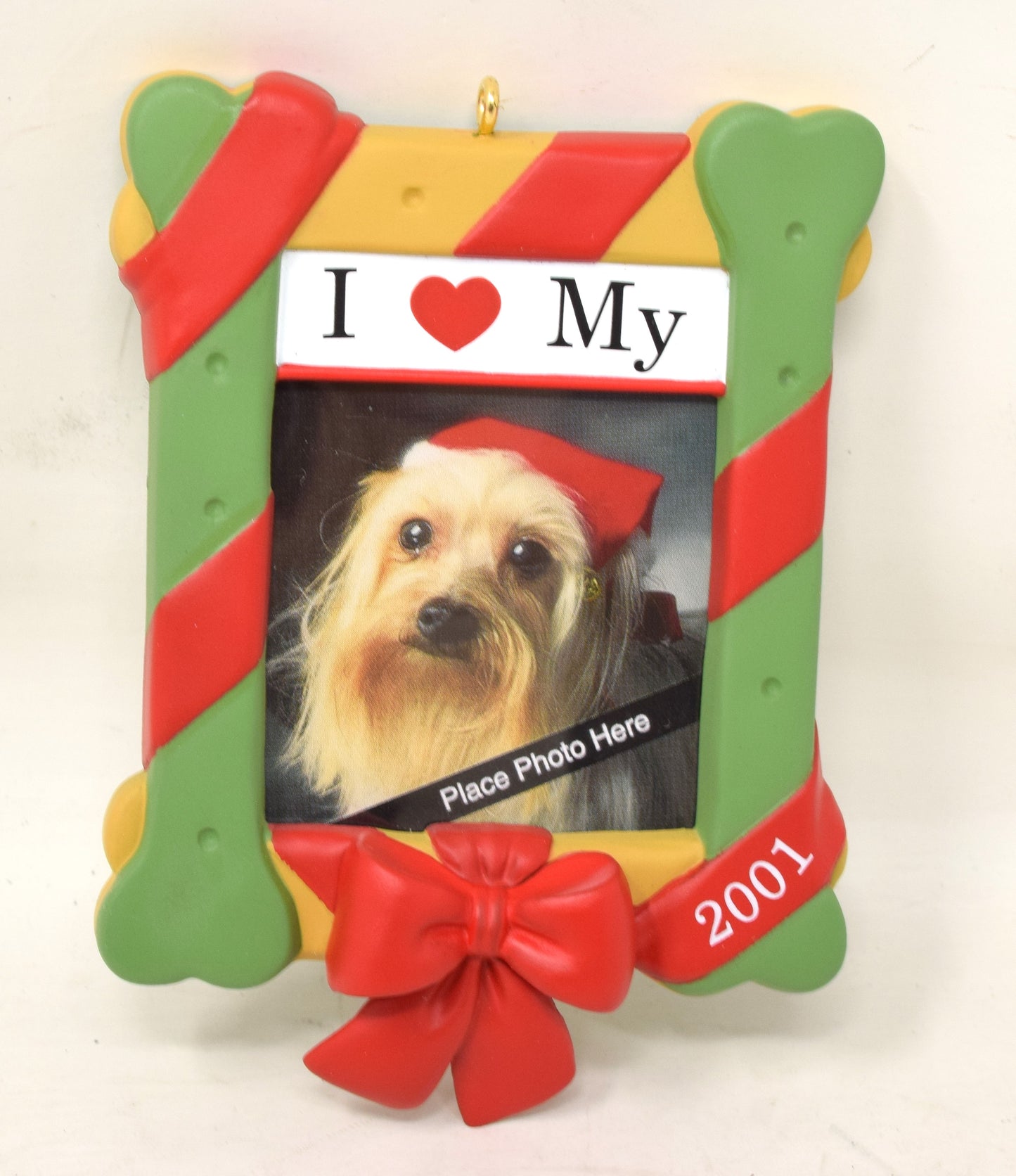 Hallmark Keepsake Ornament I Heart My Dog Photo Frame Christmas Tree 2001 NIB