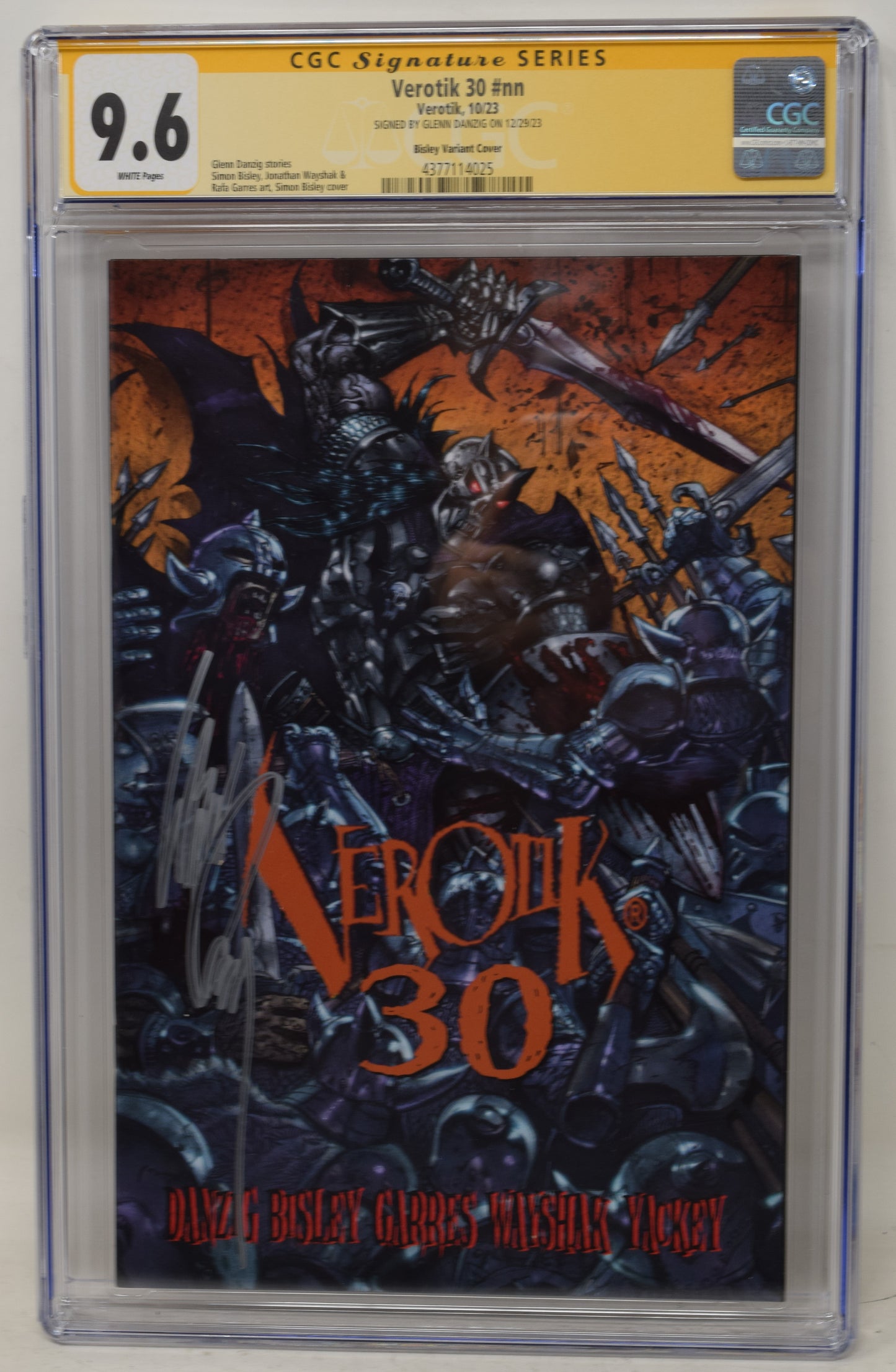 Verotik 30 2023 CGC SS 9.6 Simon Bisley Color Signed Glenn Danzig