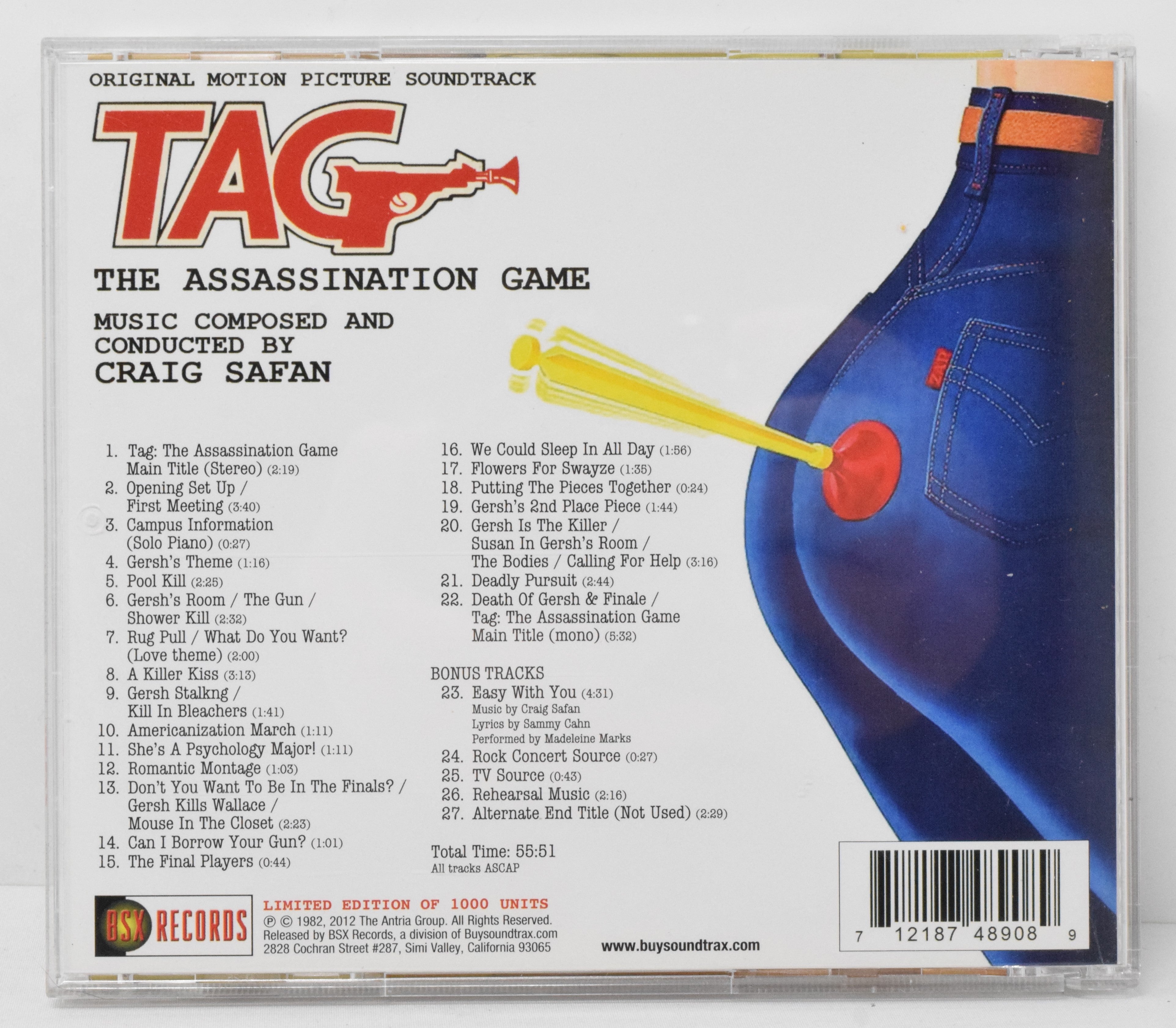 Tag Assassination Game Soundtrack CD Signed Craig Safan BSX LTD