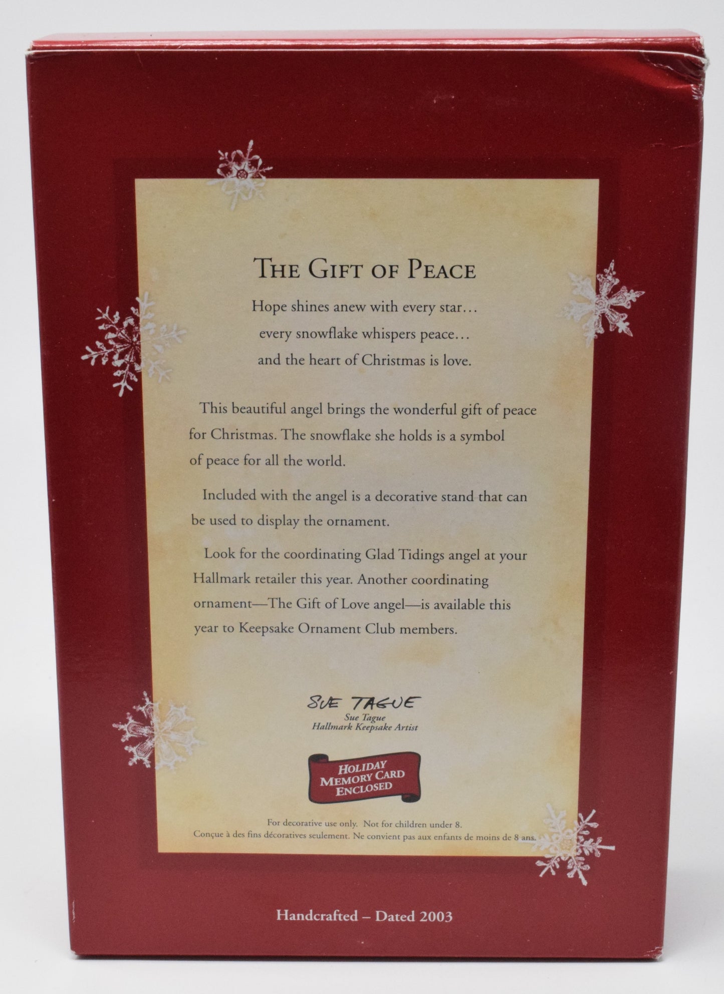 Hallmark Keepsake The Gift Of Peace Christmas Ornament 2003 NIB