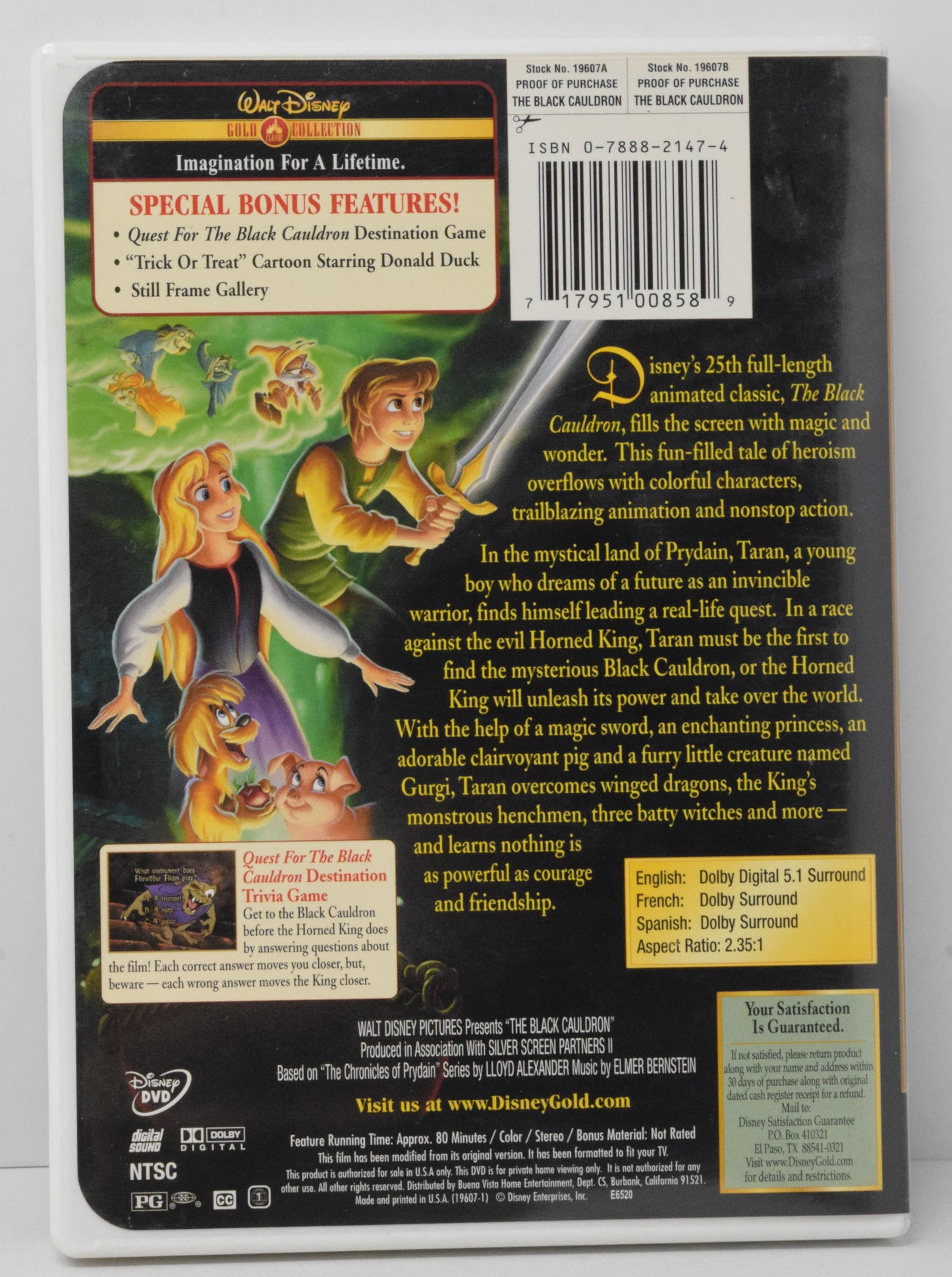 The Black Cauldron DVD Walt Disney