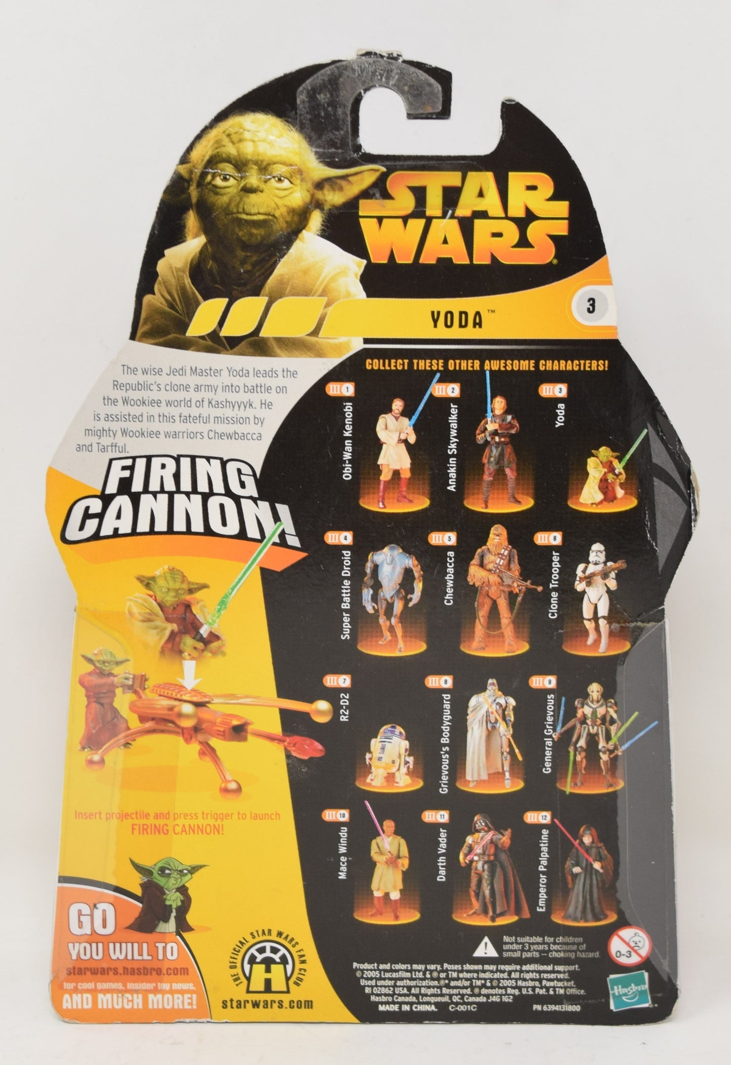 Star Wars Revenge Of The Sith Yoda Firing Cannon Action Figure Hasbro MOC New