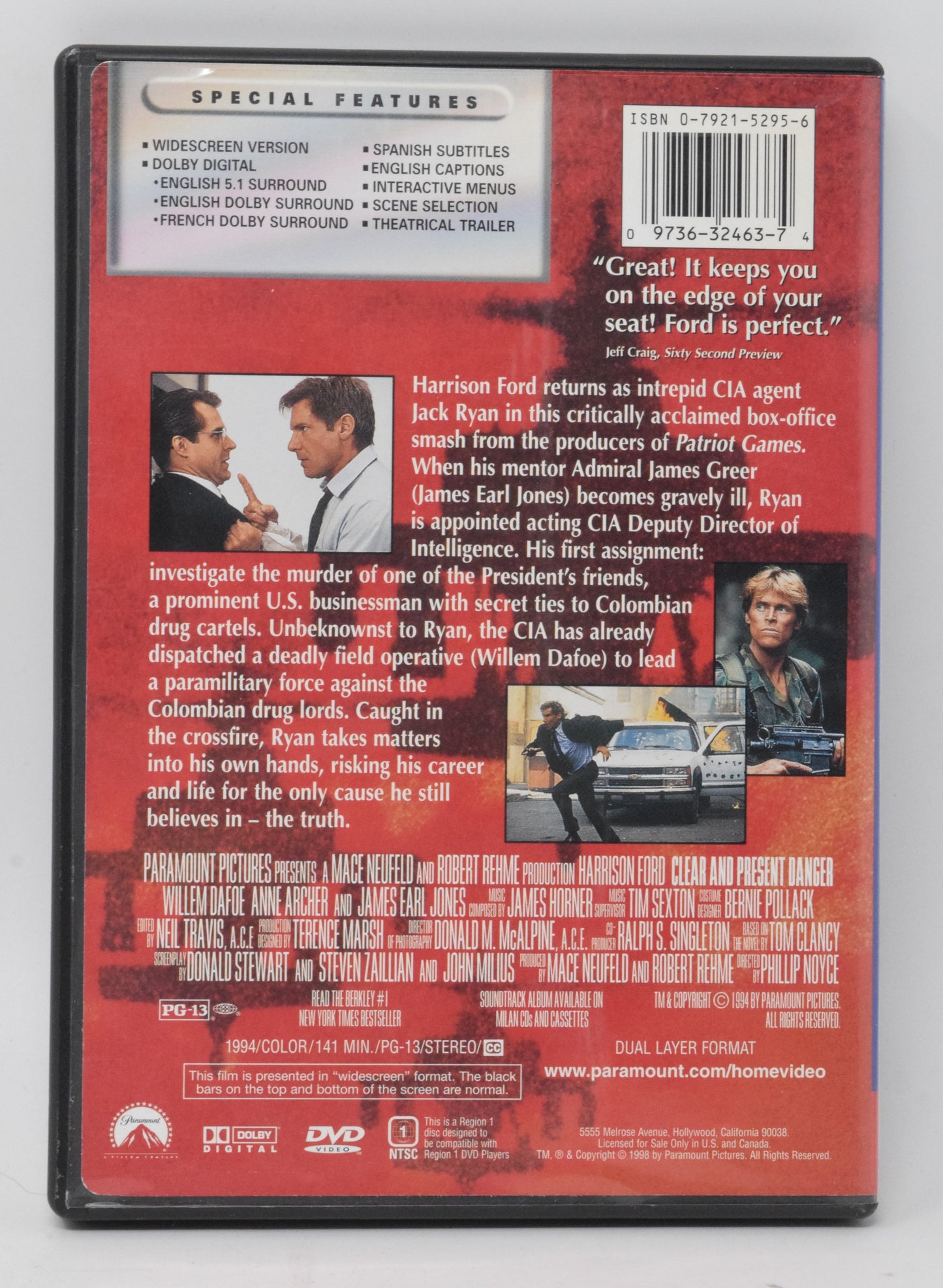 Clear and Present Danger DVD Widescreen Harrison Ford