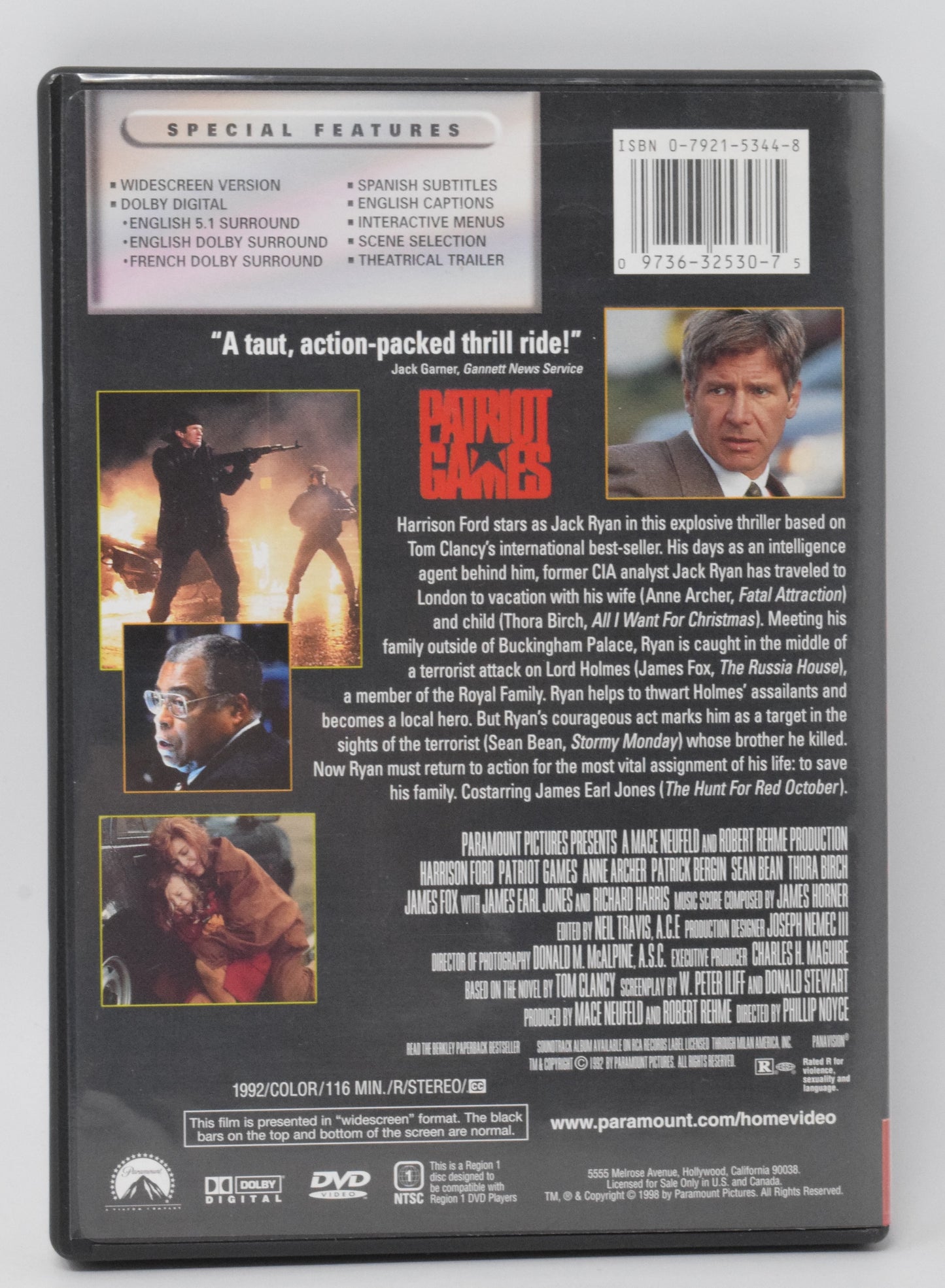 Harrison Ford Patriot Games DVD