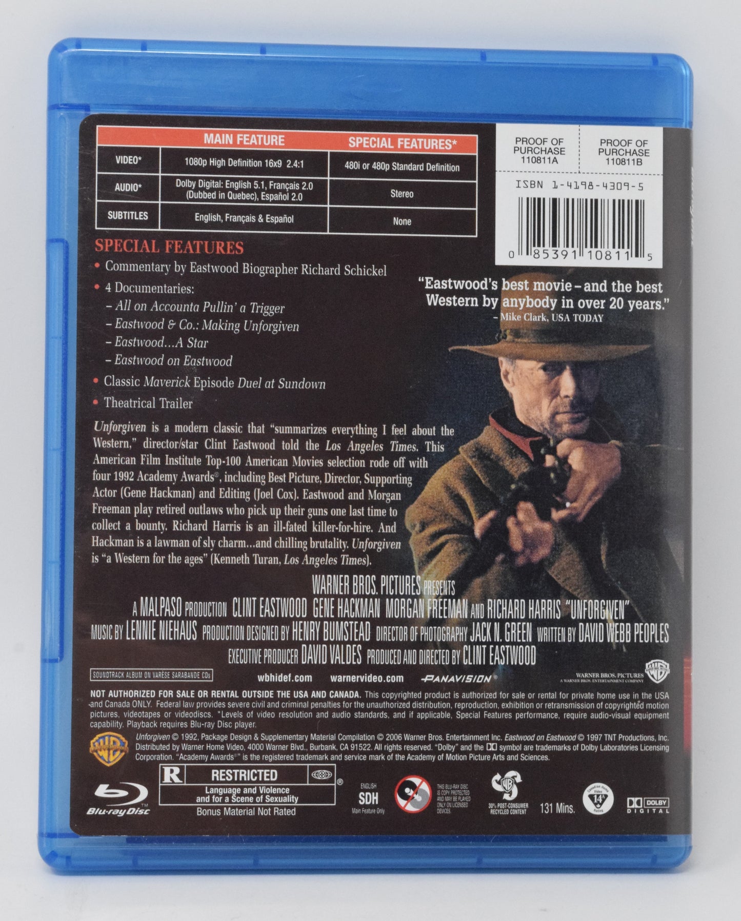 Unforgiven DVD Clint Eastwood 4 Academy Awards Best Pictures Blu-ray