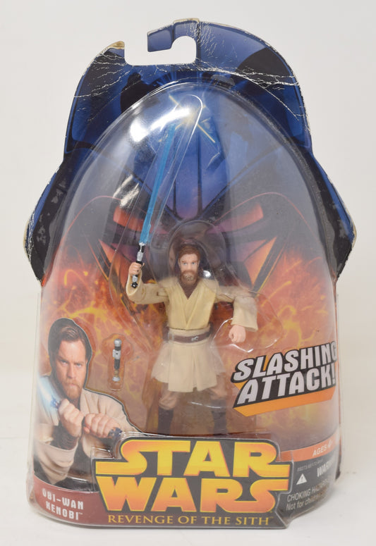 Star Wars Revenge Of The Sith Obi-Wan Slashing Attack Action Figure Hasbro MOC New