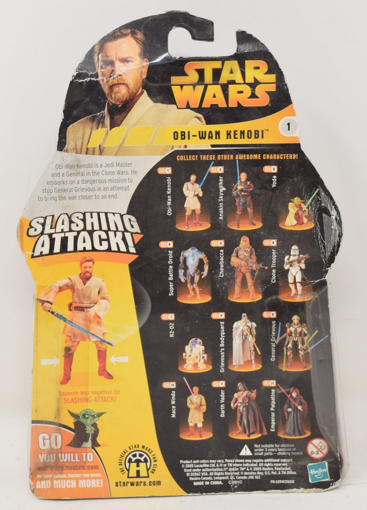 Star Wars Revenge Of The Sith Obi-Wan Slashing Attack Action Figure Hasbro MOC New