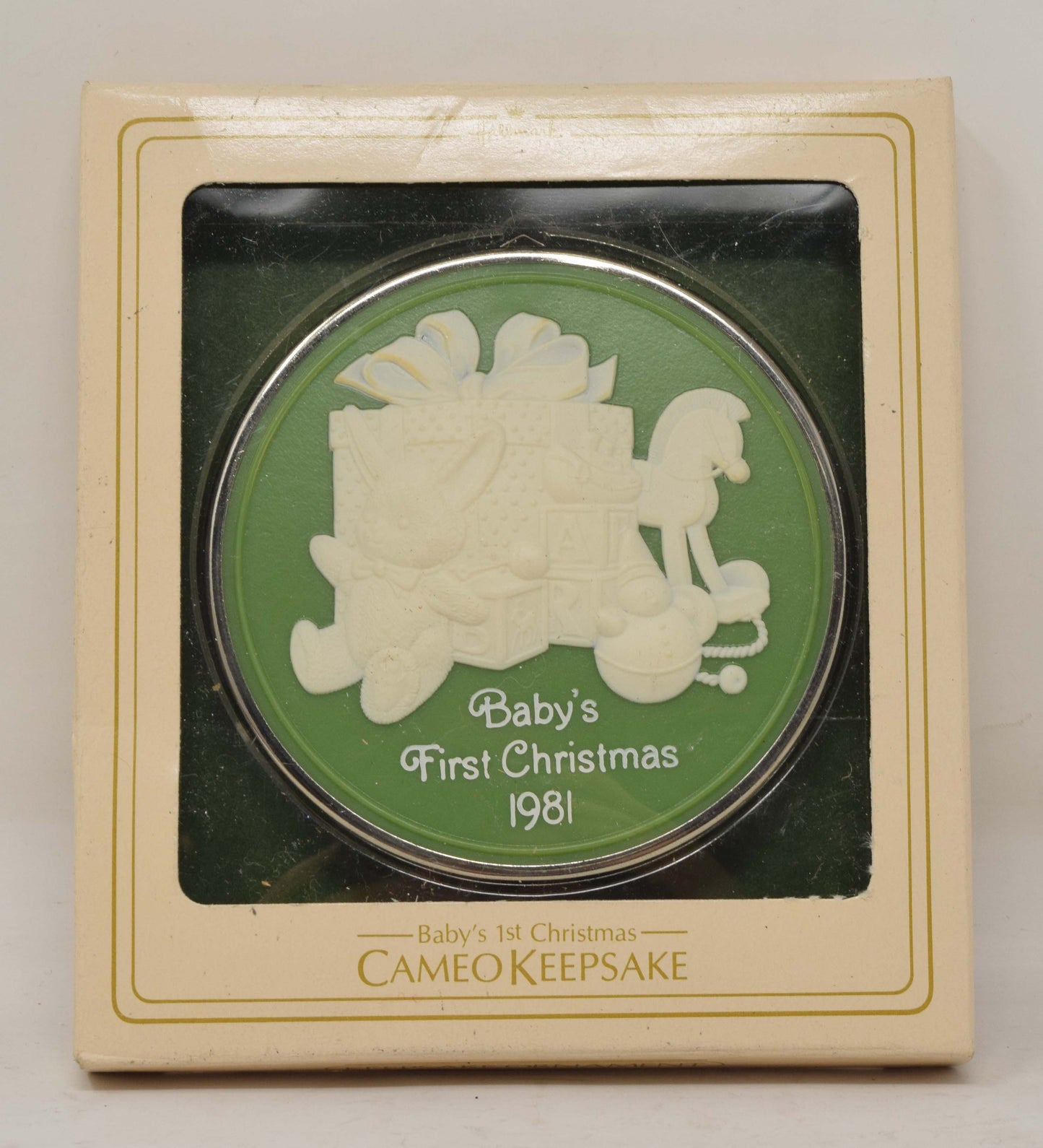 Hallmark Keepsake Ornament Baby's 1st Christmas Cameo Tree 1981 NIB